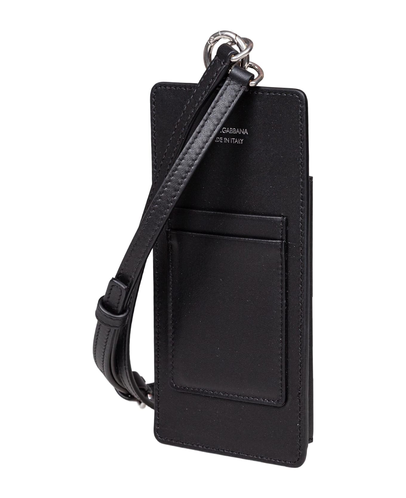Dolce 
Gabbana Leather Cell Phone Holder With Black Logo - Black