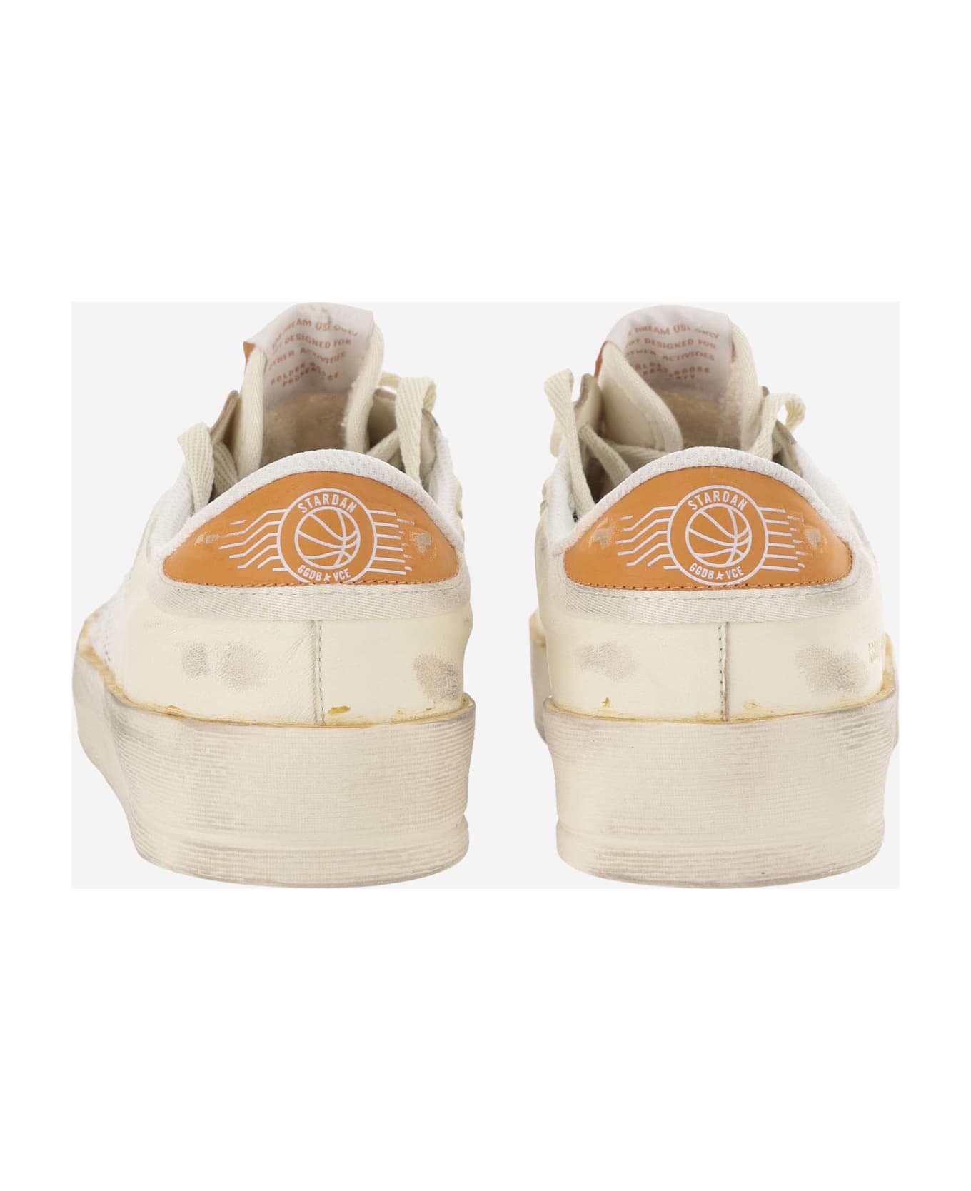 Golden Goose Stardan Sneakers With Distressed Effect - WHITE-ORANGE