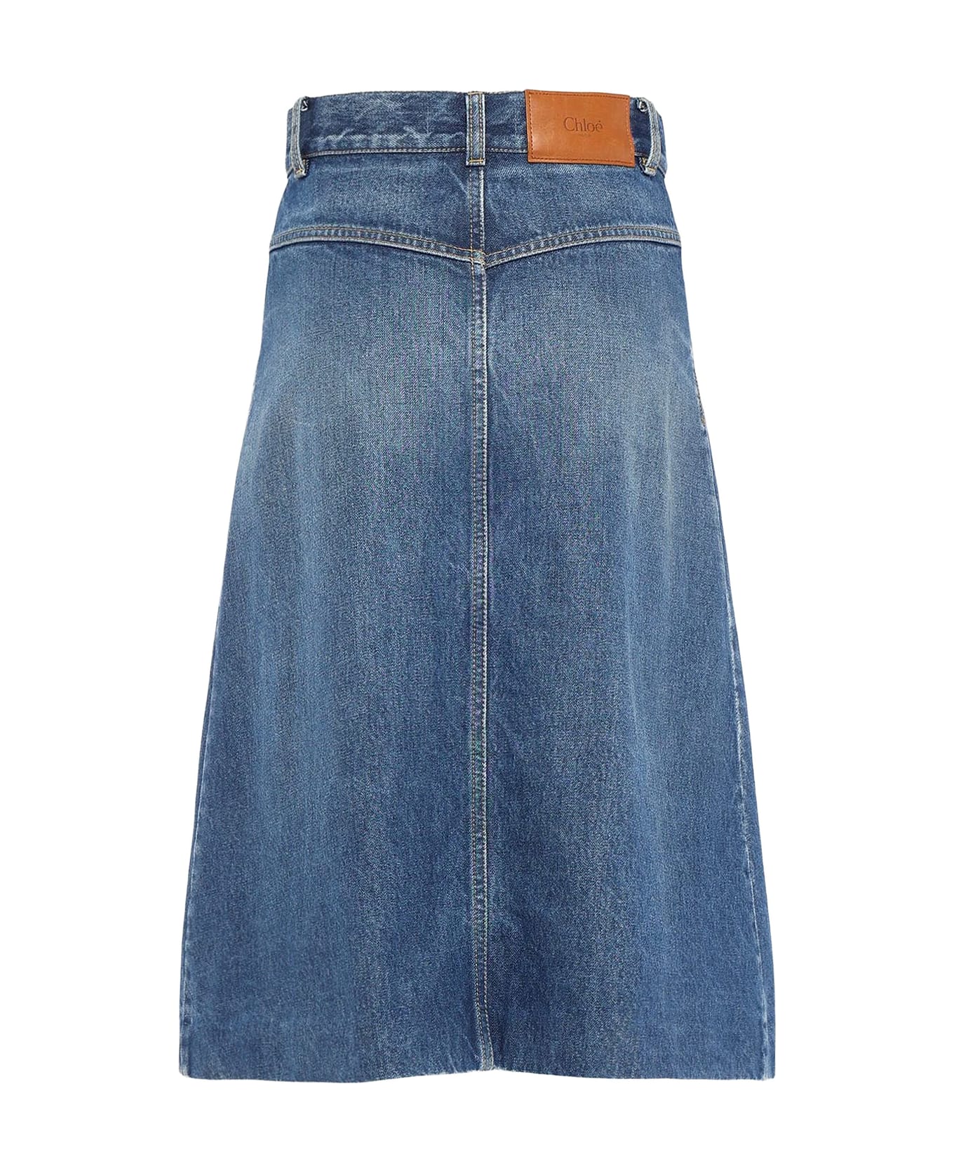 Chloé Denim Midi Skirt - Hazy Blue