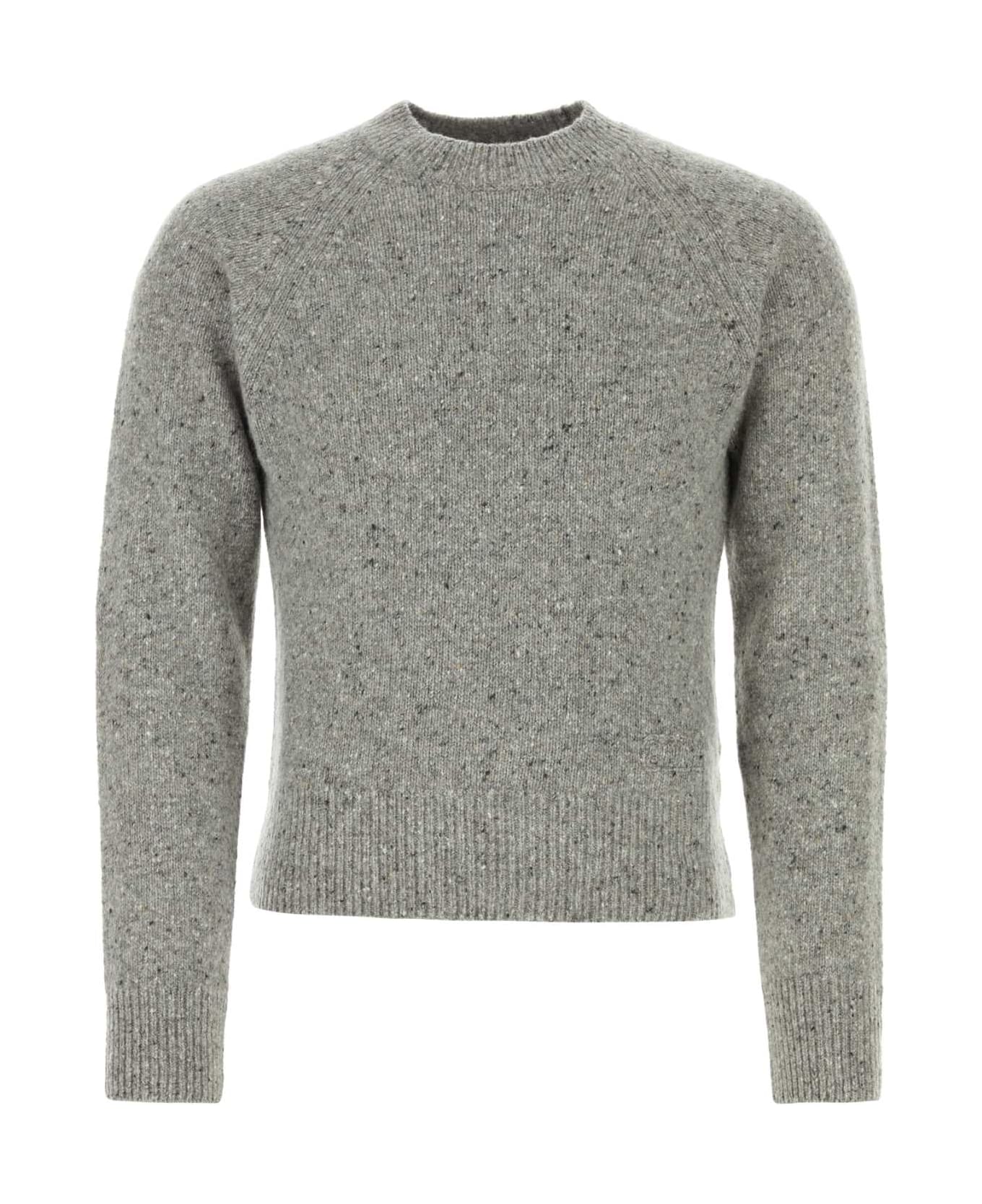 Ami Alexandre Mattiussi Melange Grey Wool Blend Sweater - LIGHTHEATHERGREY