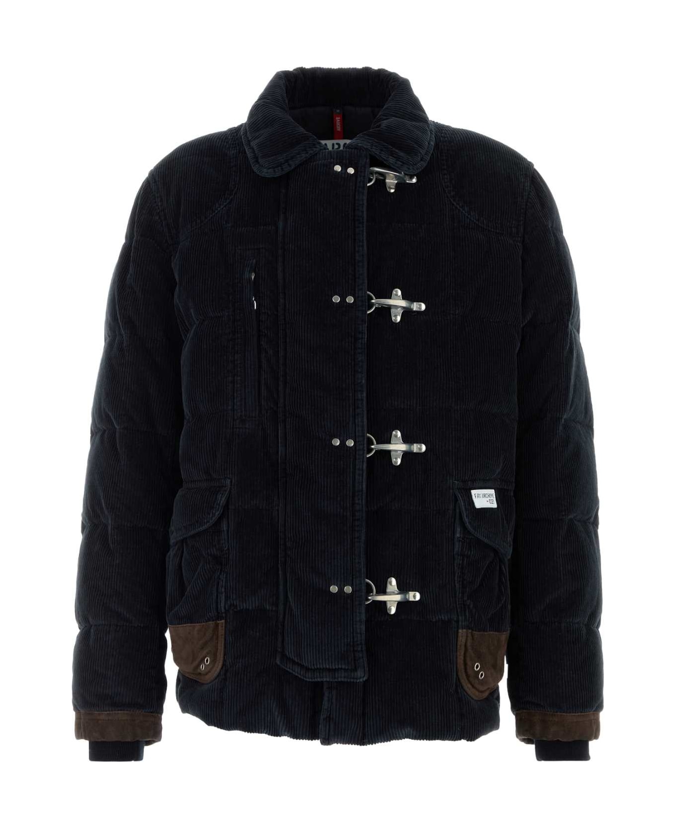 Fay Navy Blue Corduroy Down Jacket - U807