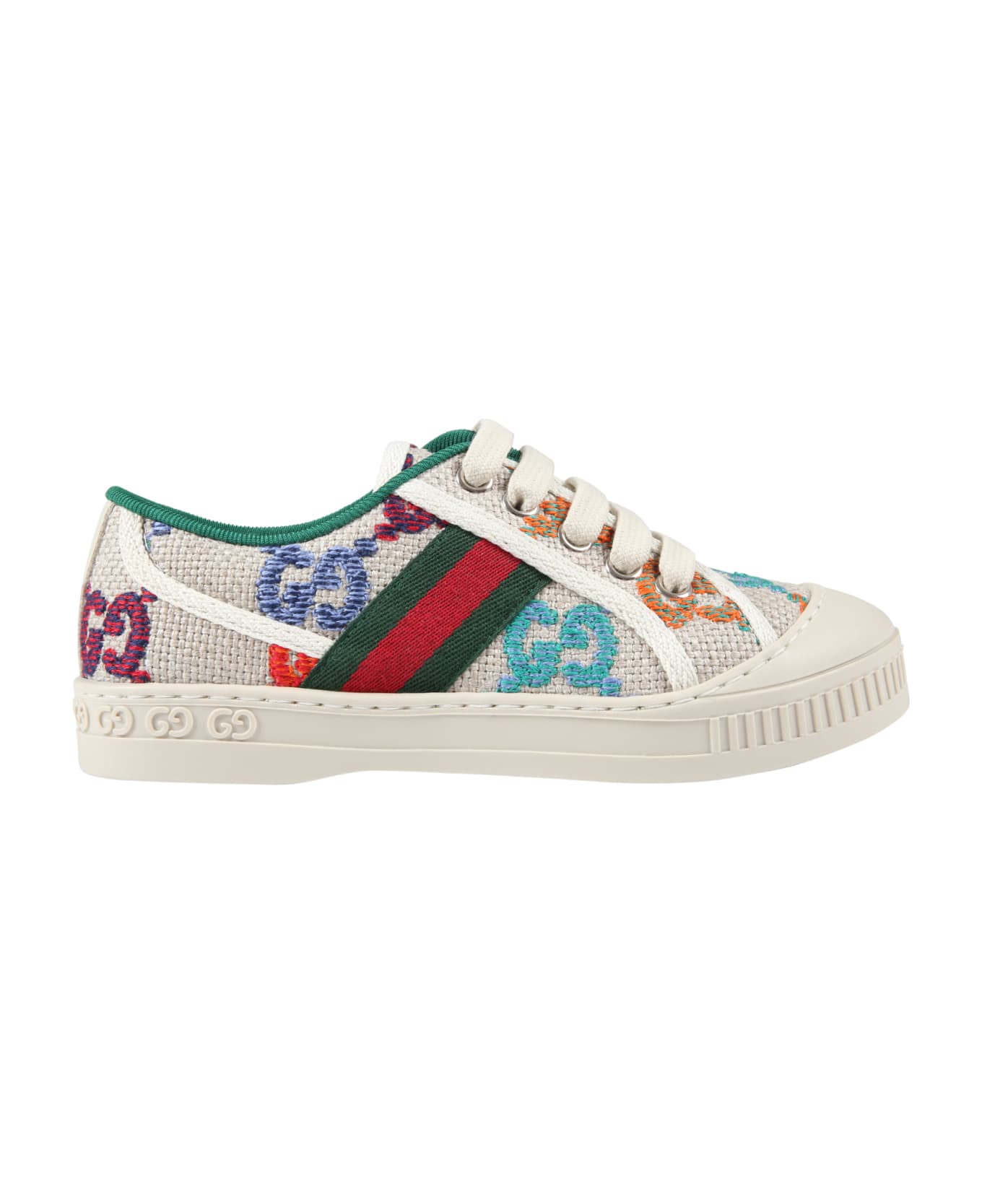 Gucci Beige Sneakers For Kids - Multicolor