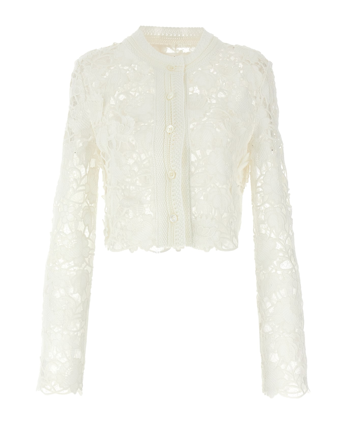 Ermanno Scervino Macramé Tulle Cardigan - White
