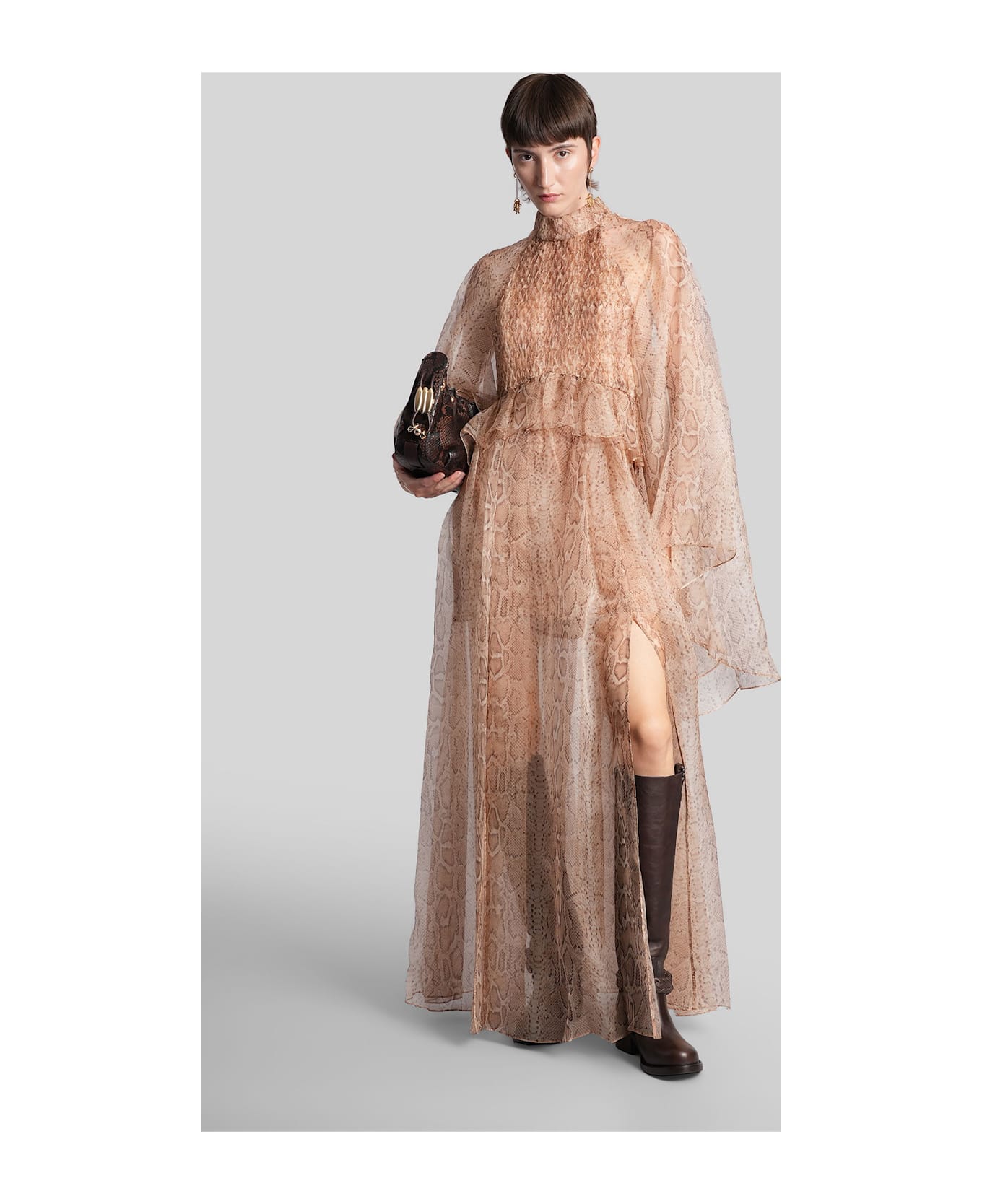 Zimmermann Long Dress In Beige Silk - beige