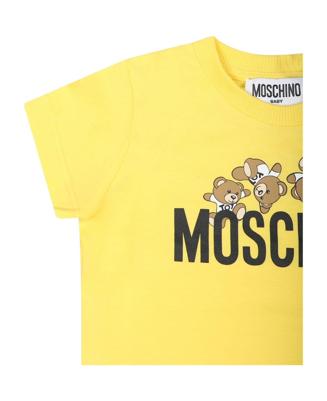 Moschino Yellow T-shirt For Babykids With Teddy Bear - Yellow