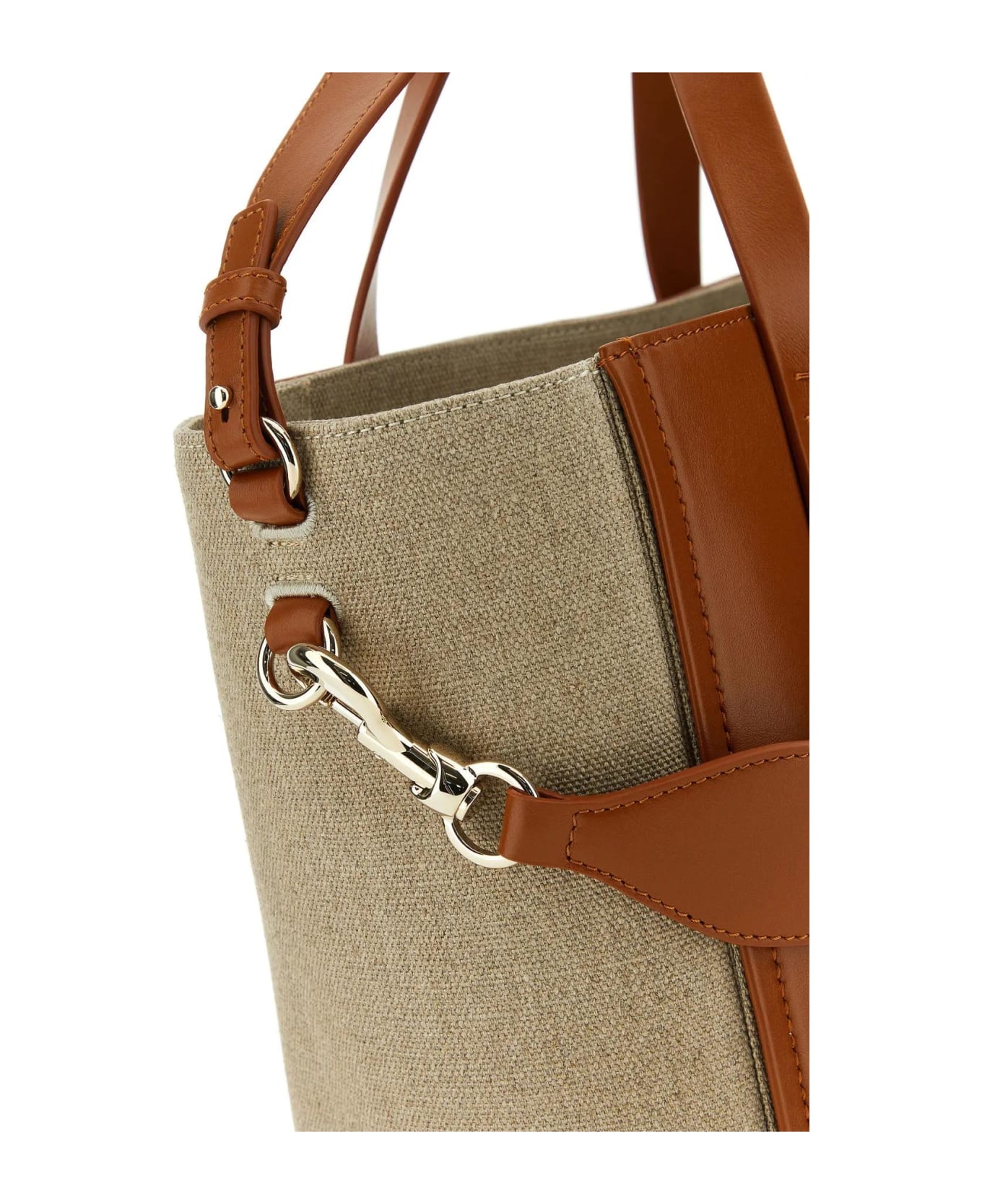 Chloé Two-tone Linen And Leather Medium Sense Shopping Bag - Leather Brown