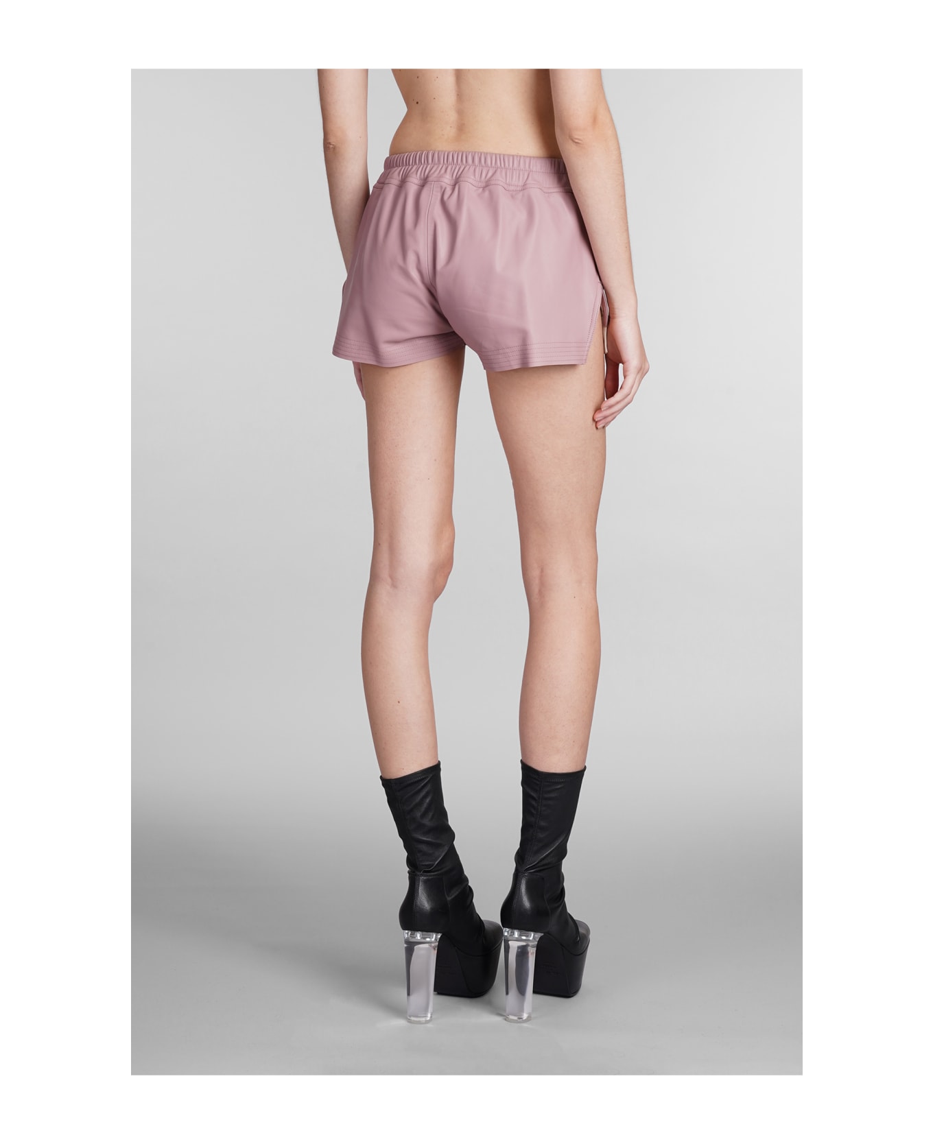 Rick Owens Fog Boxers Shorts In Rose-pink Leather - rose-pink