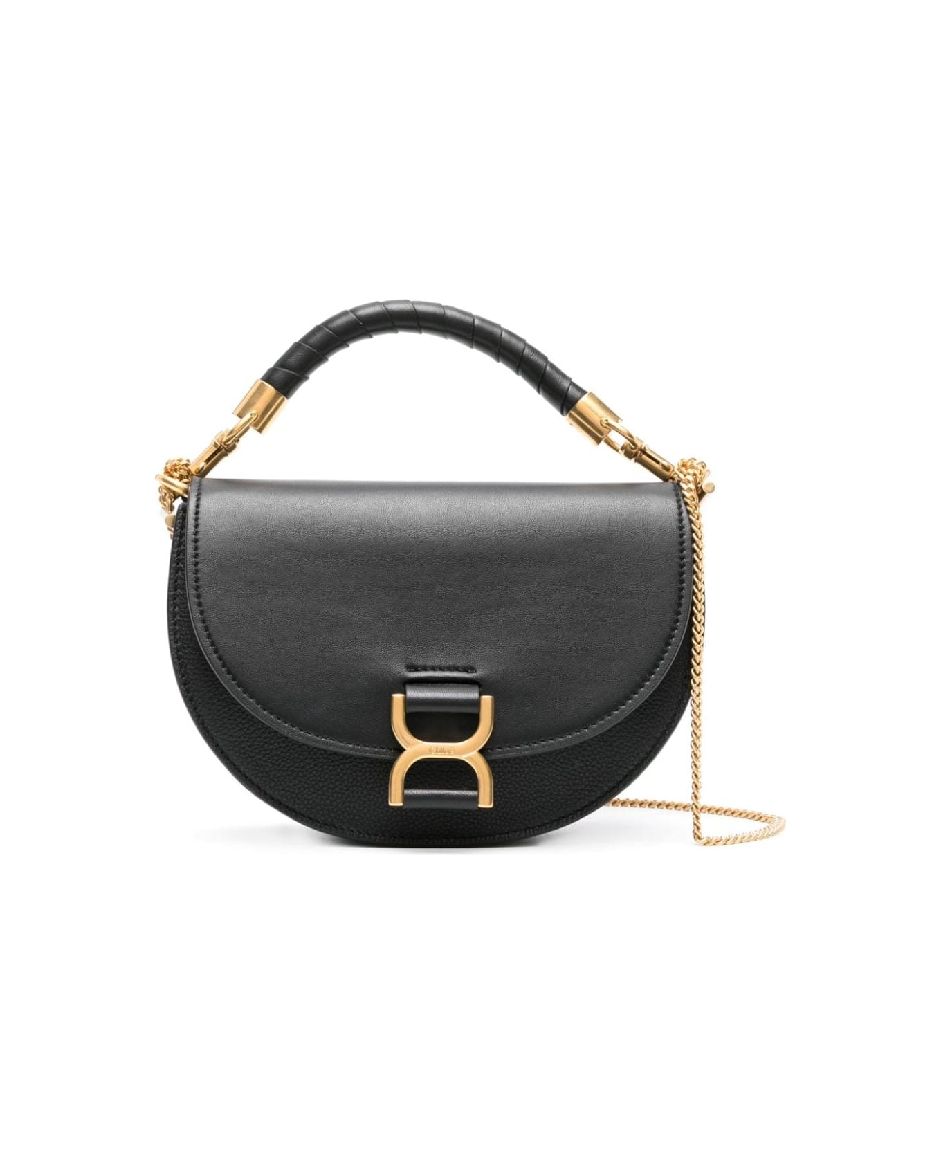 Chloé Black Marcie Bag With Flap And Chain - Black