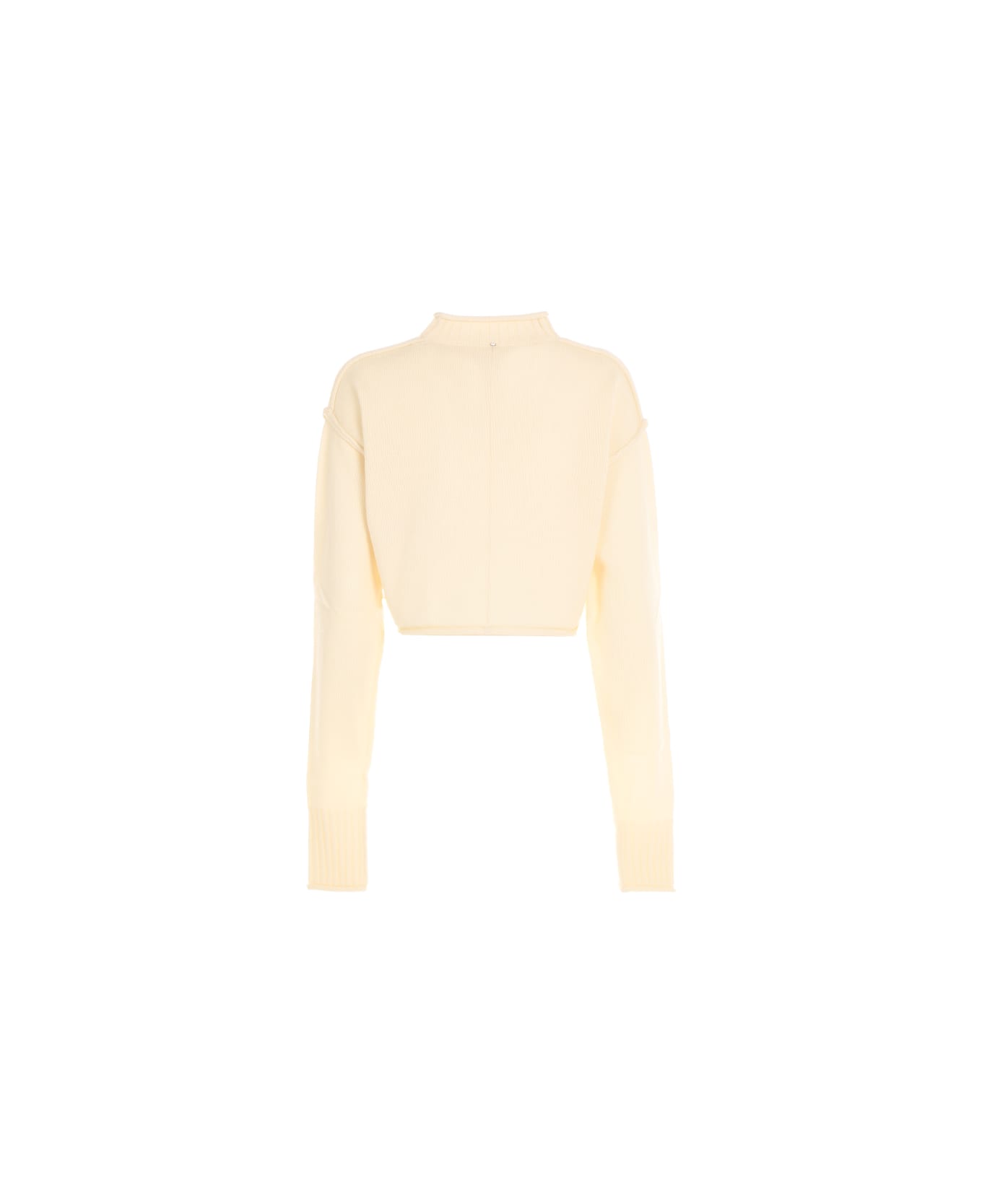 SportMax Crop Sweater With Extra Long Sleeves - Vanilla