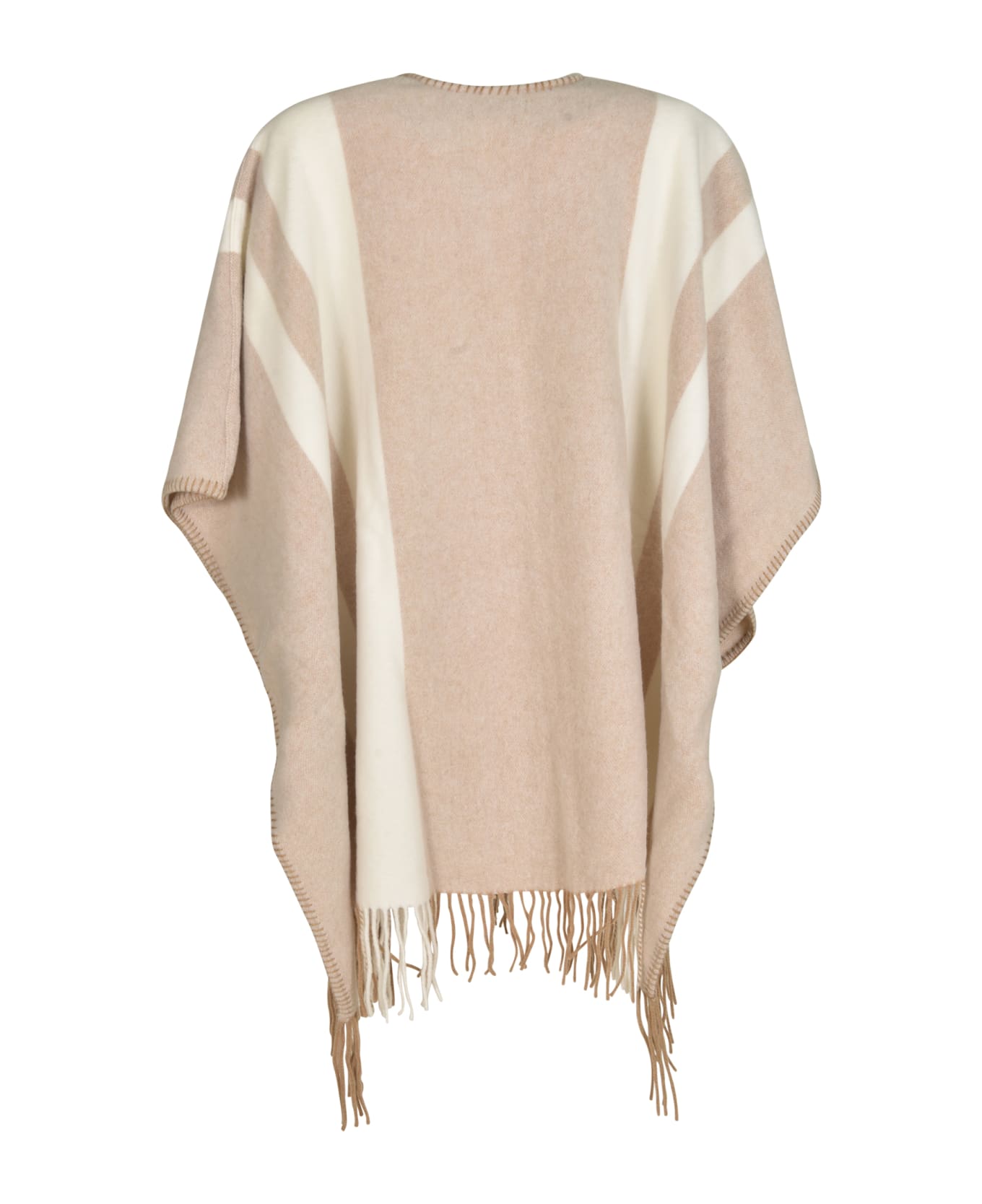 Fay Fringed Hem Stripe Patterned Cape - MULTICOLOR
