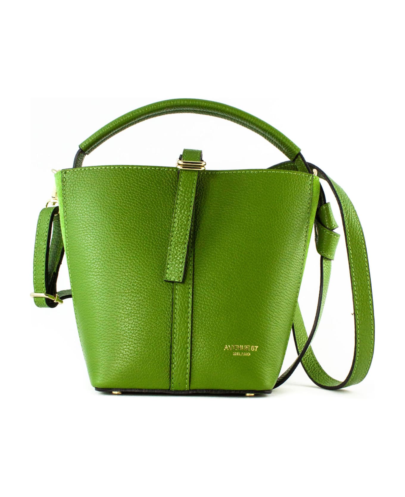 Avenue 67 Green Grained Leather Bag - Verde