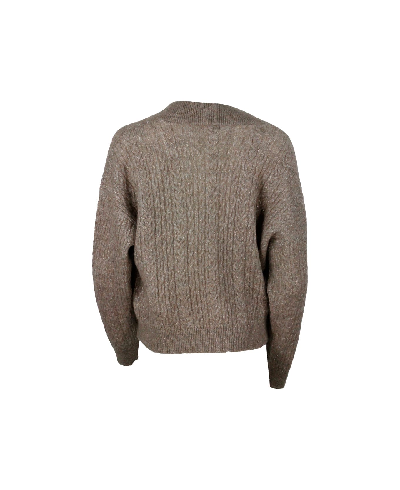 Brunello Cucinelli Cable Knit Wool Blend Cardigan Sweater - Brown カーディガン