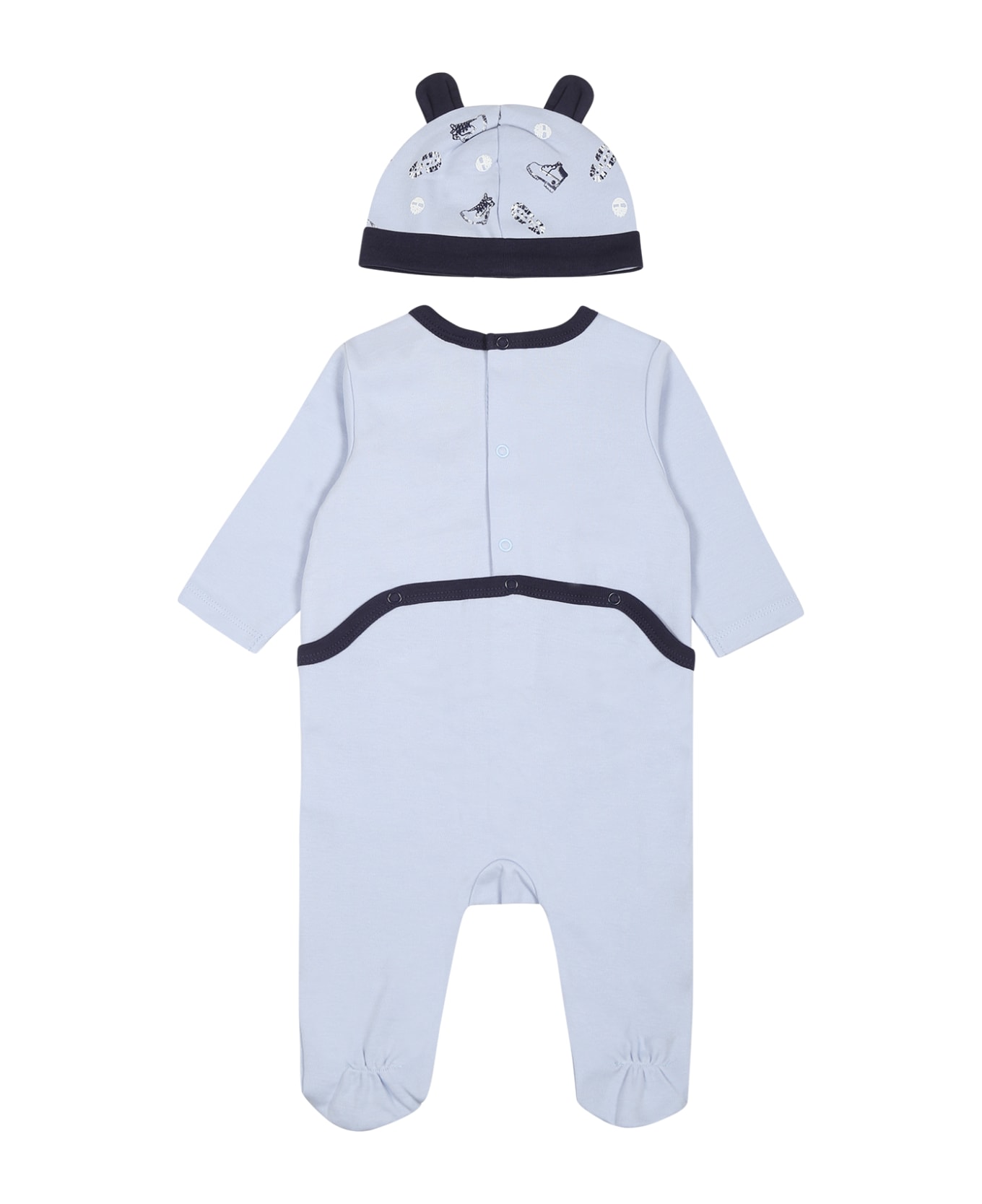 Timberland Light Blue Set For Baby Boy With Logo - Light Blue ボディスーツ＆セットアップ
