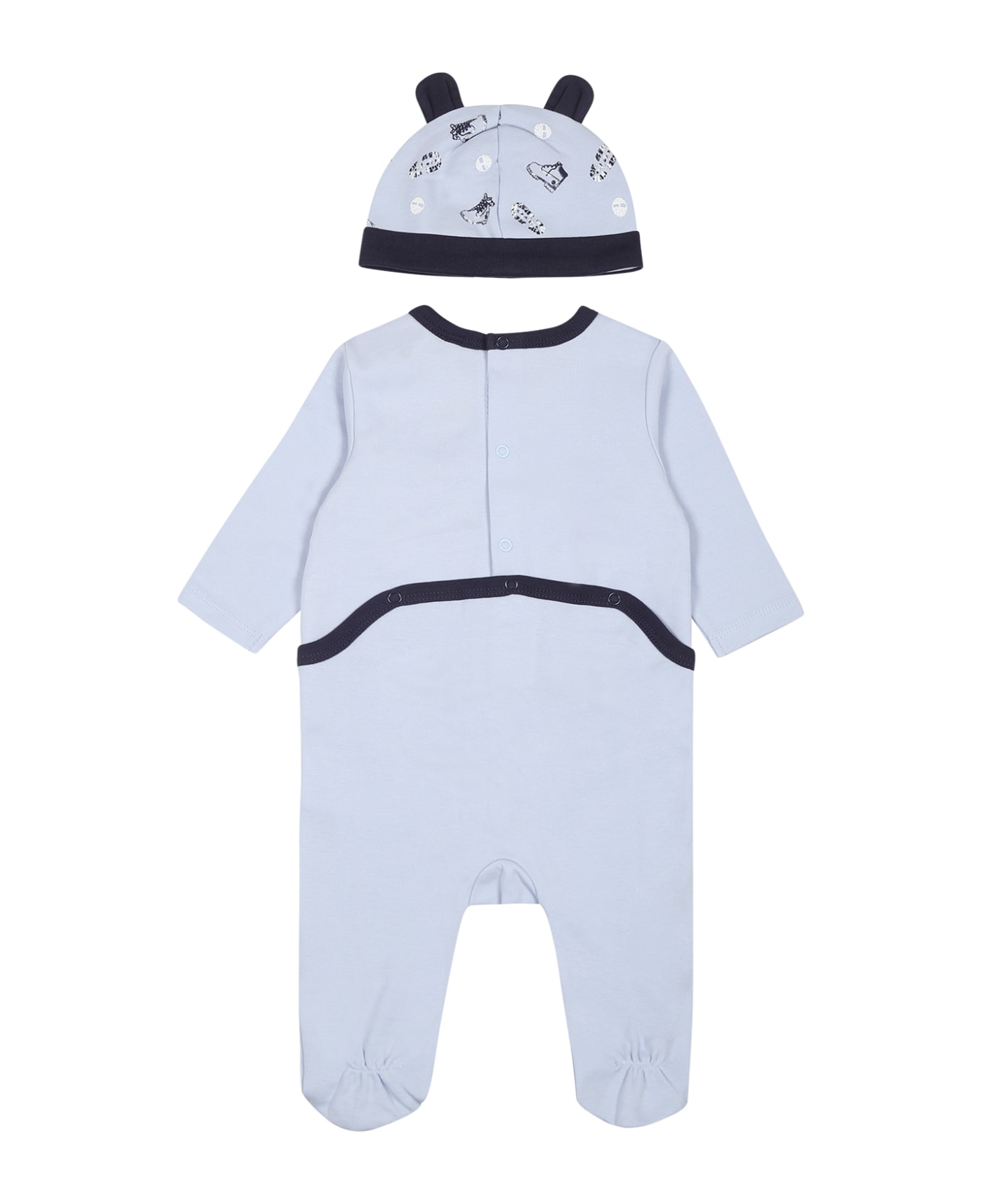 Timberland Light Blue Set For Baby Boy With Logo - Light Blue