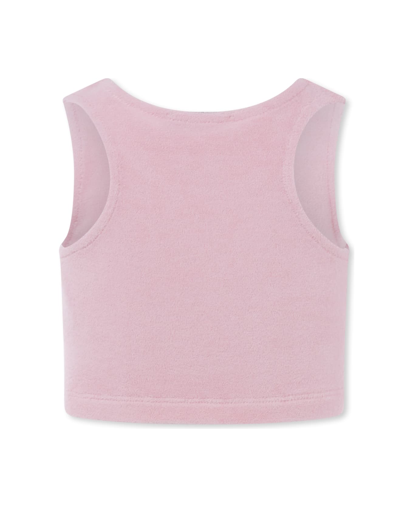 MSGM Pink Top For Girl With Logo - Pink