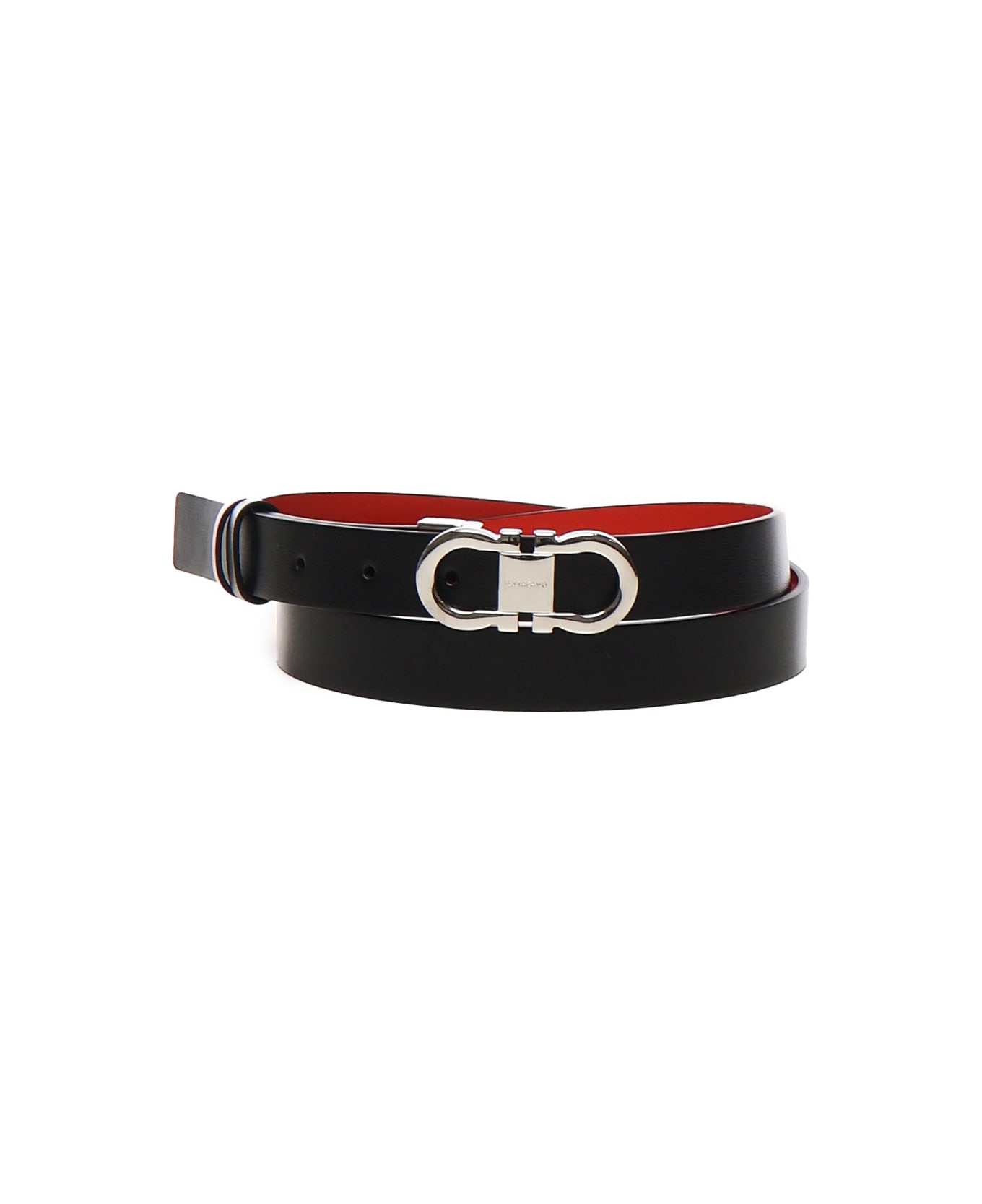 Ferragamo Gancini Adjustable And Reversible Belt - Black
