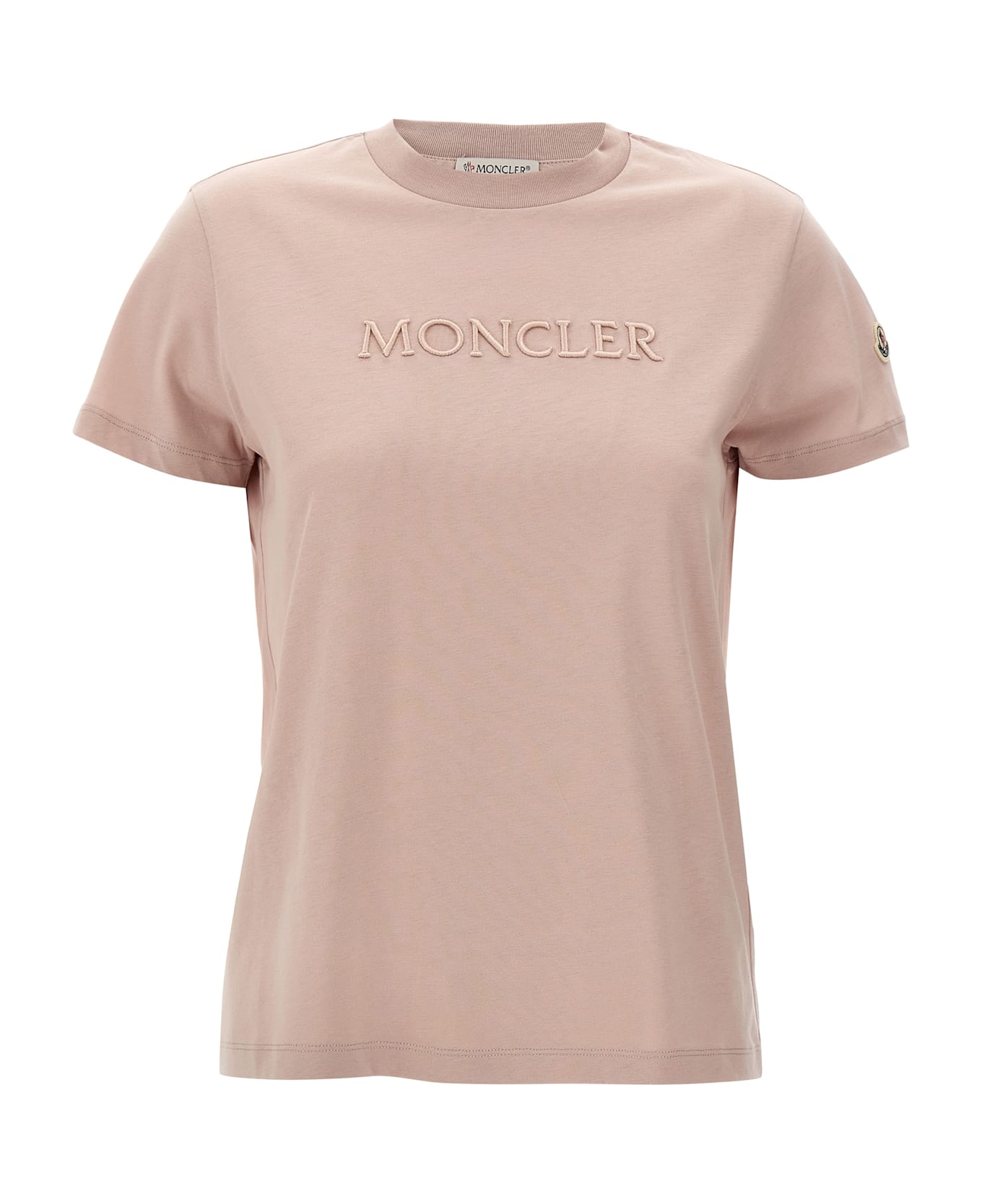 Moncler Logo Embroidery T-shirt - Pink