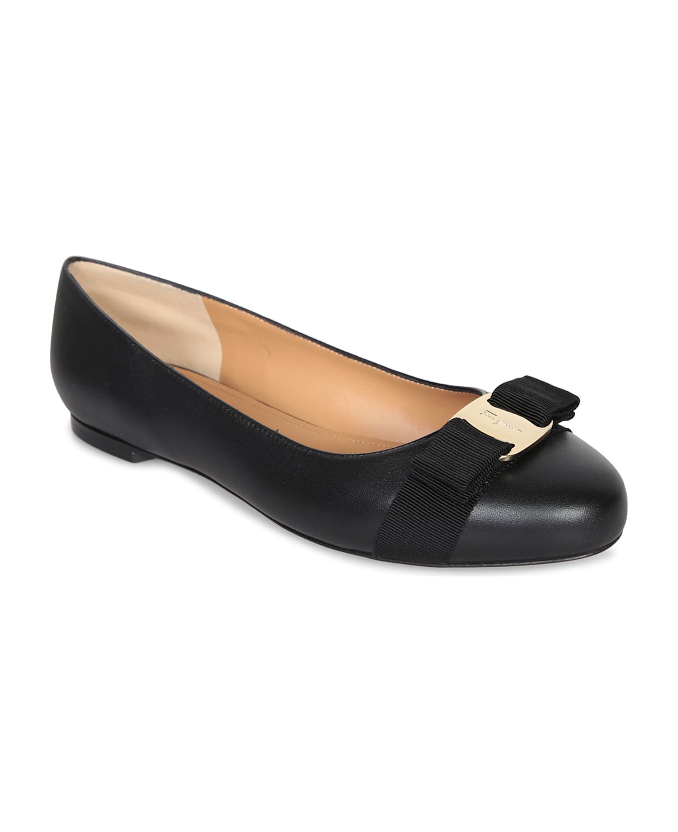 Ferragamo Varina Soft Ballerina In Black - Black
