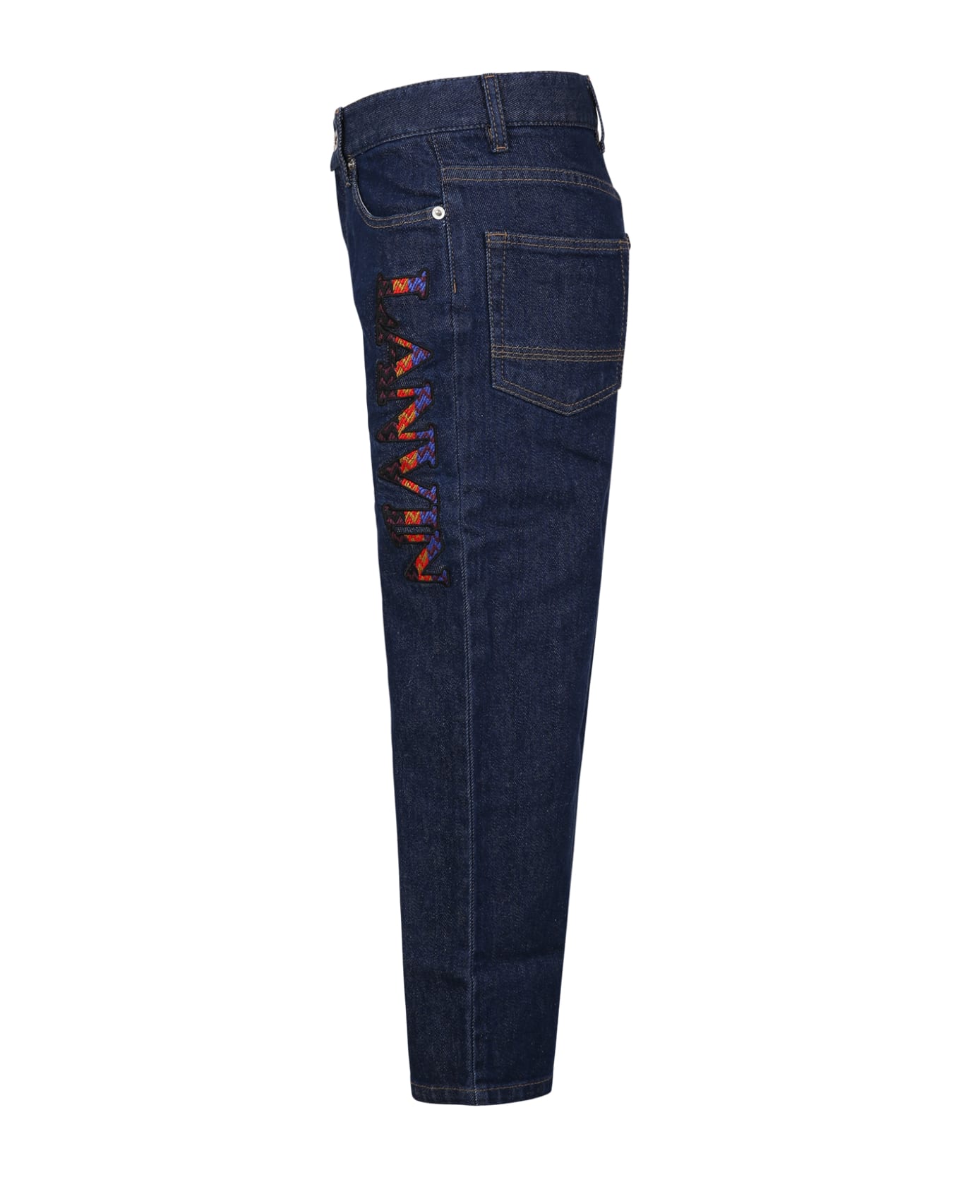 Lanvin Light-blue Jeans For Boy With Embroidered Logo - Denim