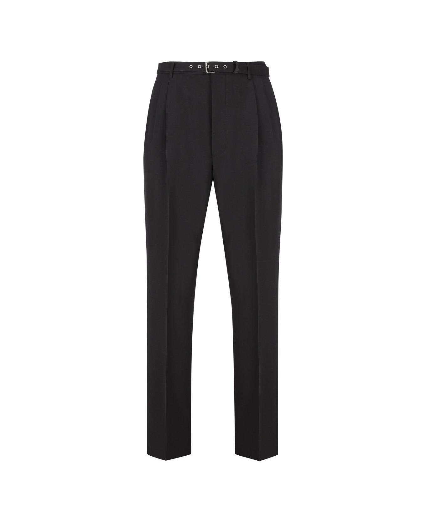 Prada Belted Tailored Trousers - Black