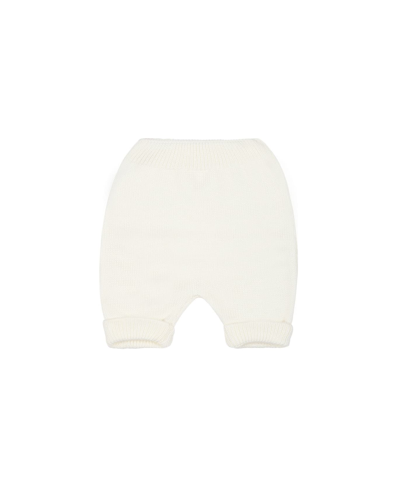 Little Bear White Casual Trousers For Baby Boy - White