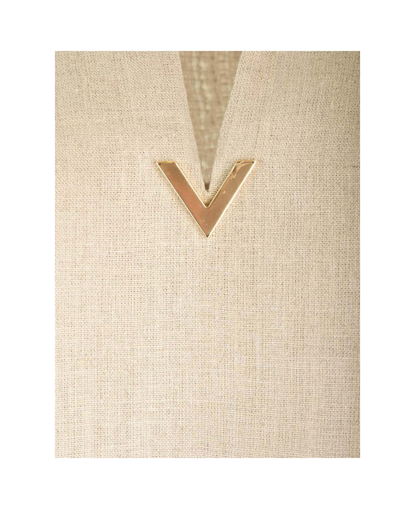 Valentino Beige Linen Canvas Top - Beige gravel