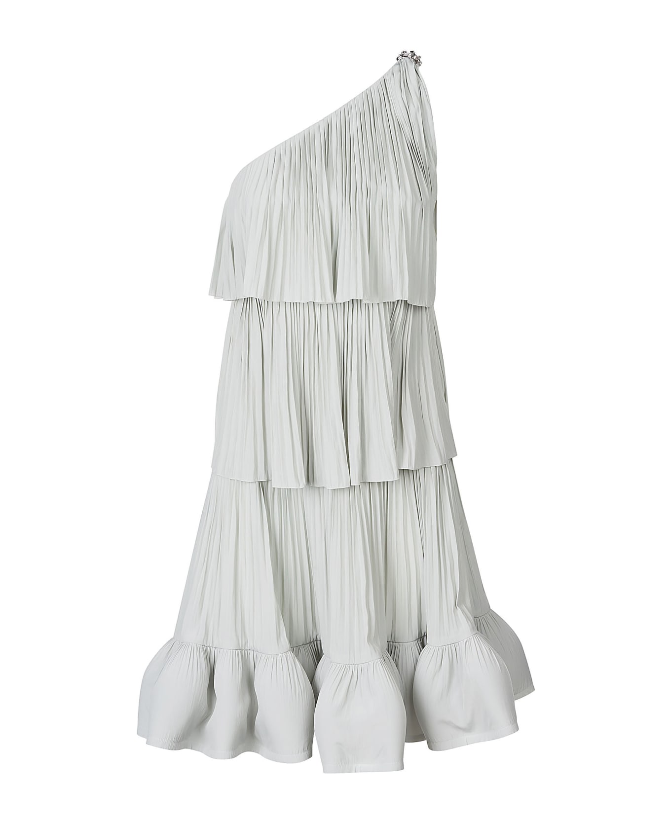 Lanvin Asymmetric Layered One-shoulder Dress - Sage