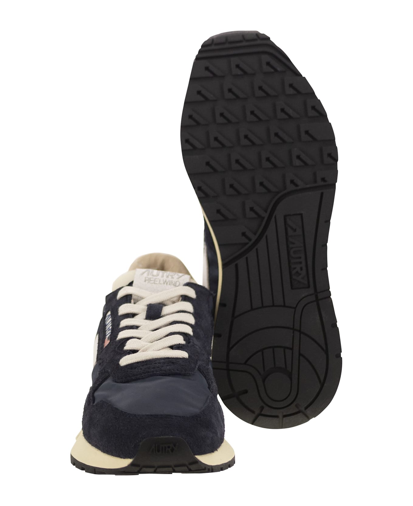 Autry Reelwind - Suede And Technical Textile Trainer - Night Blue