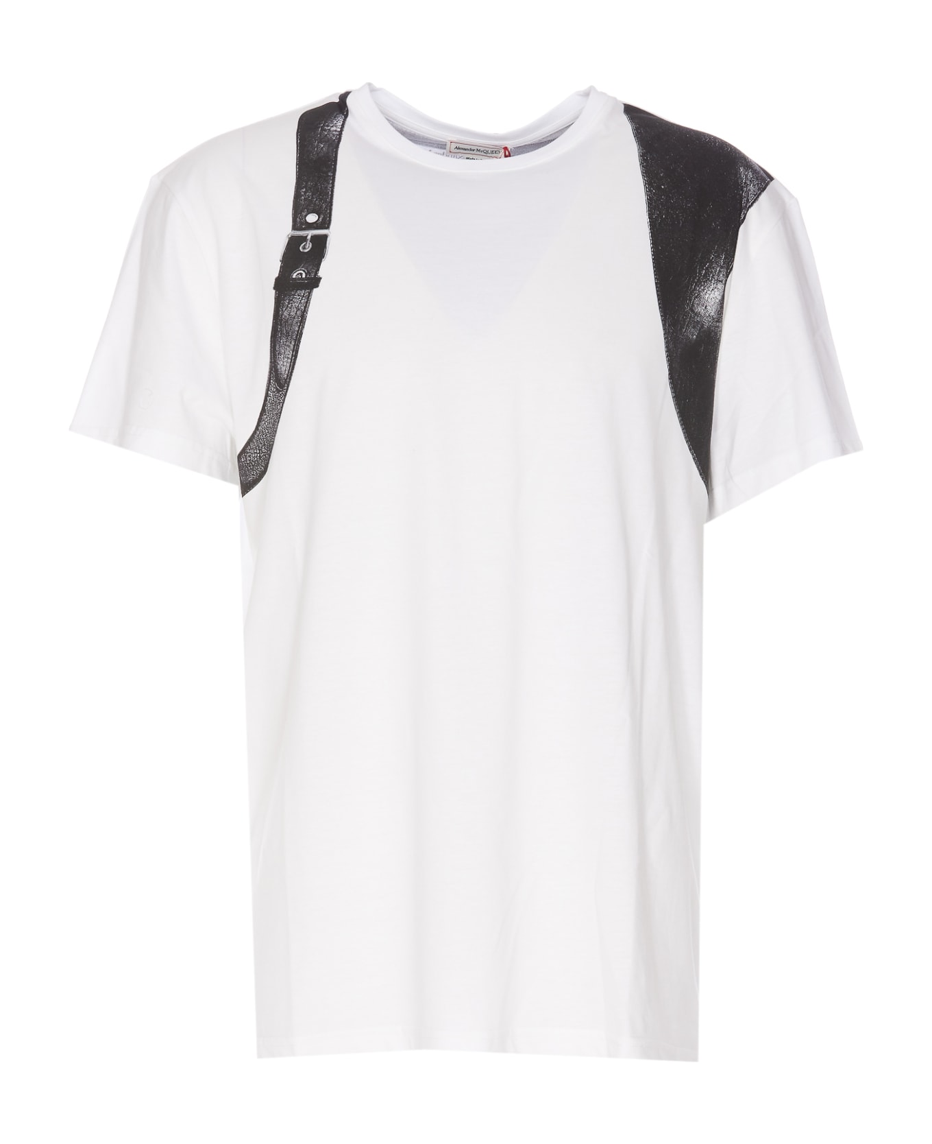 Alexander McQueen Harness T-shirt In White And Black - Bianco