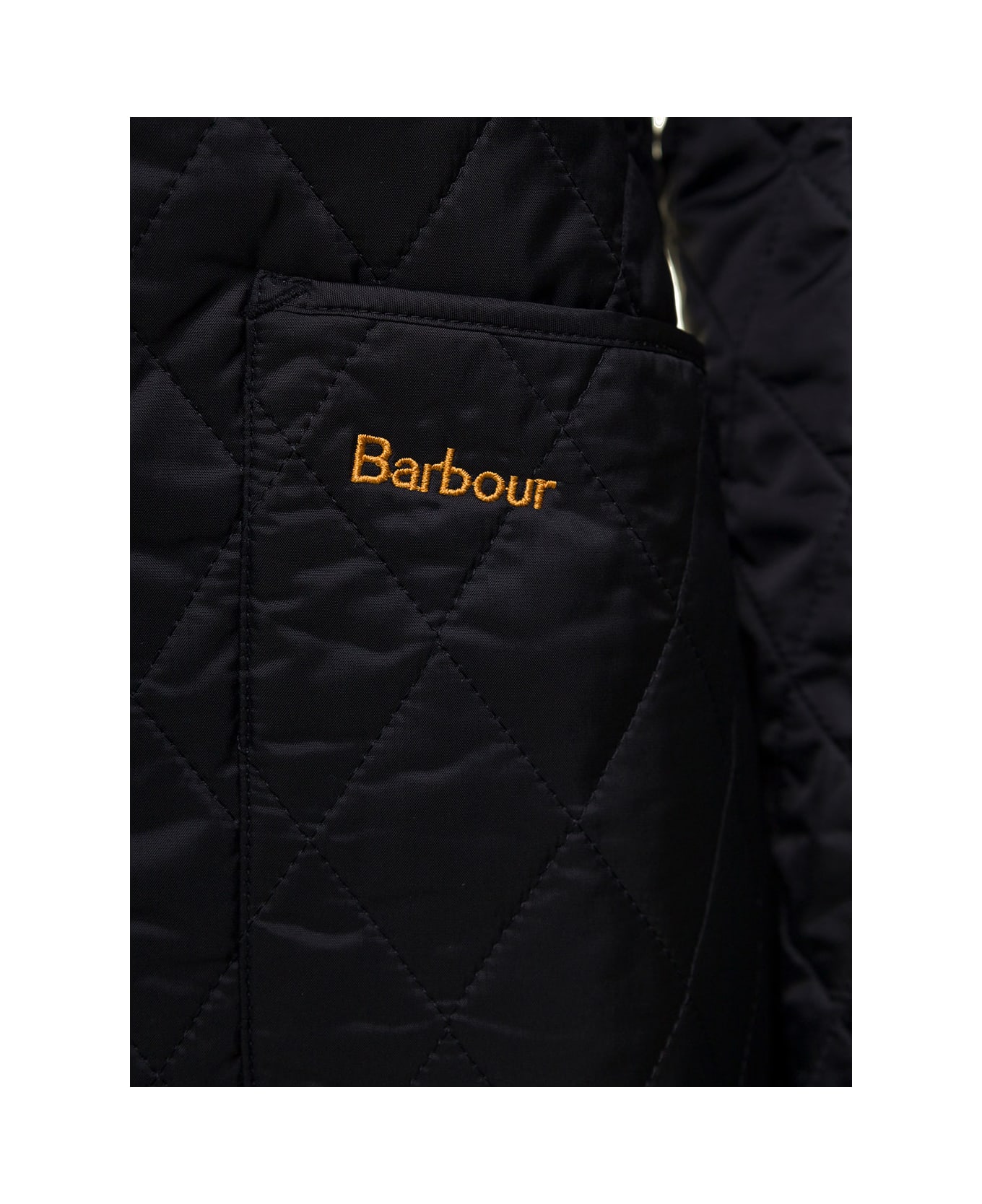 Barbour Black Jacket With Collar And Logo Embroidery At The Front In Quilted Polyamide Woman - Black