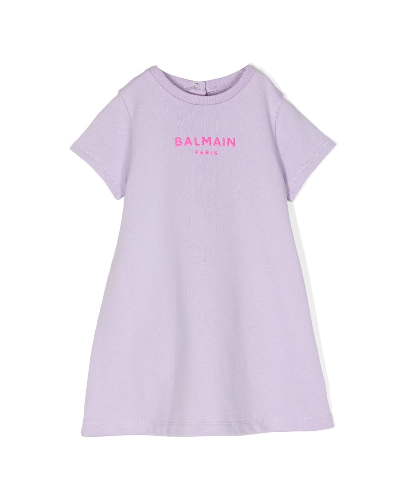 Balmain Dress With Logo Print - Lilla ボディスーツ＆セットアップ