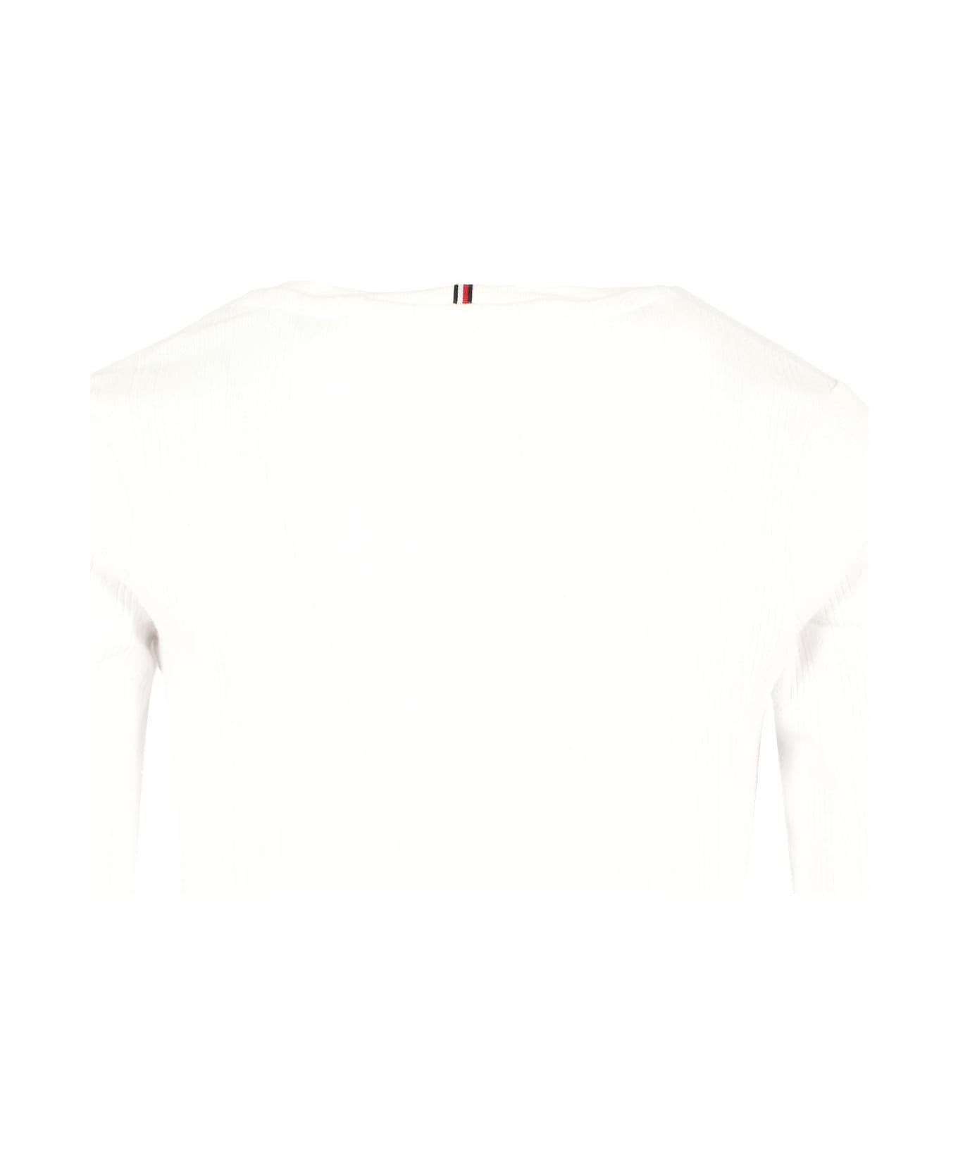 Tommy Hilfiger White T-shirt For Girl With Iconic Flag - White