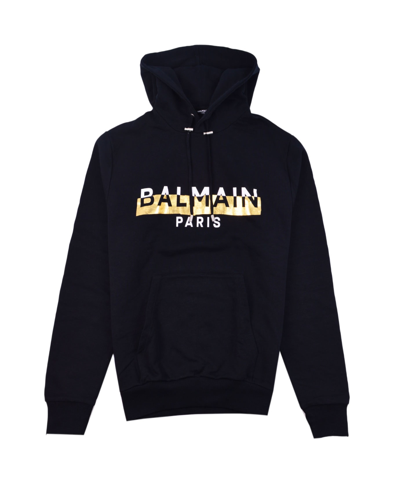 Balmain Logo Hooded Sweatshirt - Black フリース