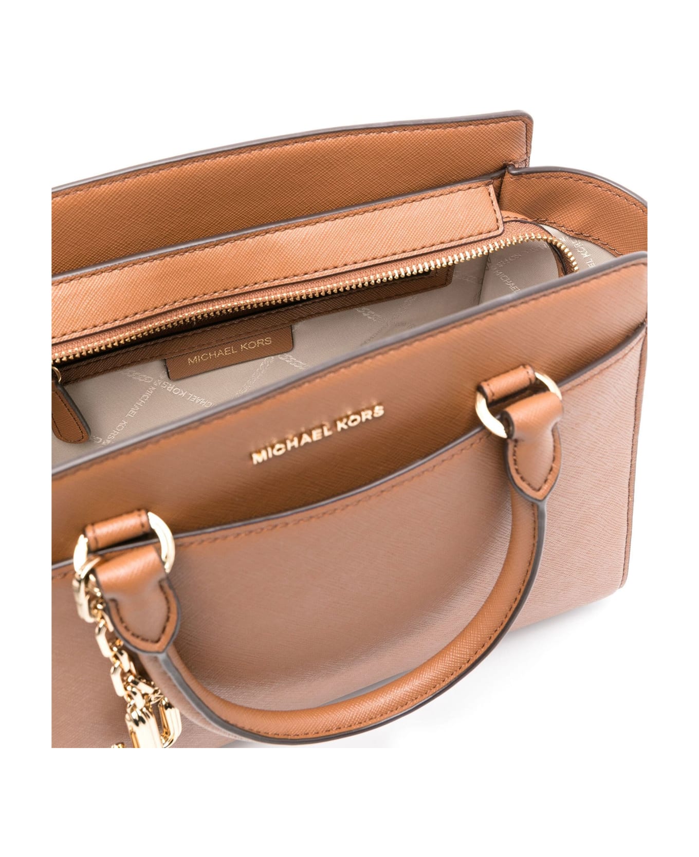 Michael Kors Saffiano Effect Handbag With Shoulder Strap - LUGGAGE