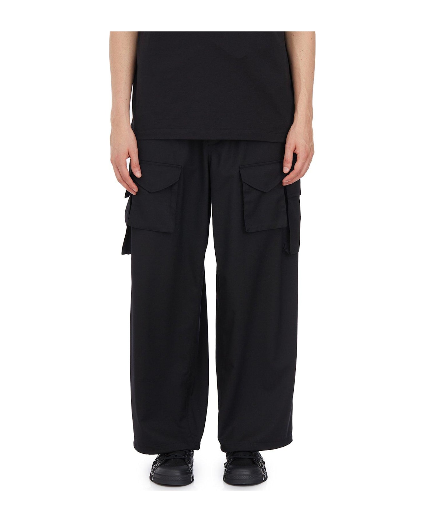 Y-3 Wide-leg Belted Cargo Pants - BLACK