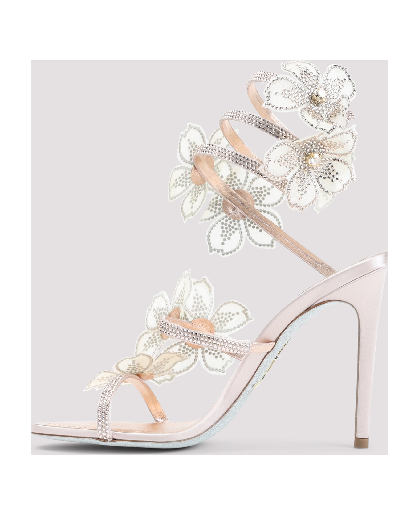 René Caovilla Rene Caovilla Leather Peach Flower Sandals - Pink Satin