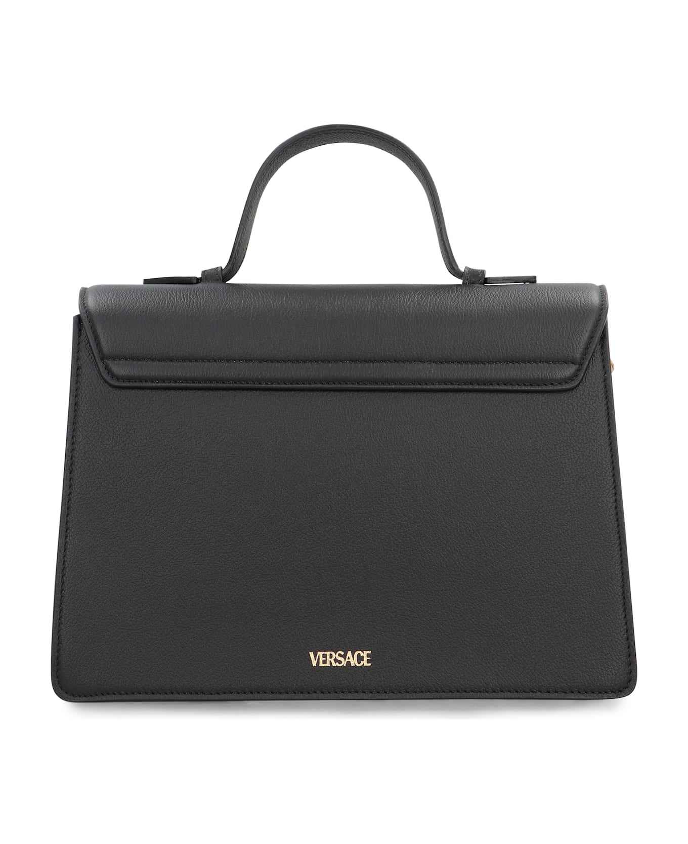 Versace La Medusa Leather Handbag - black