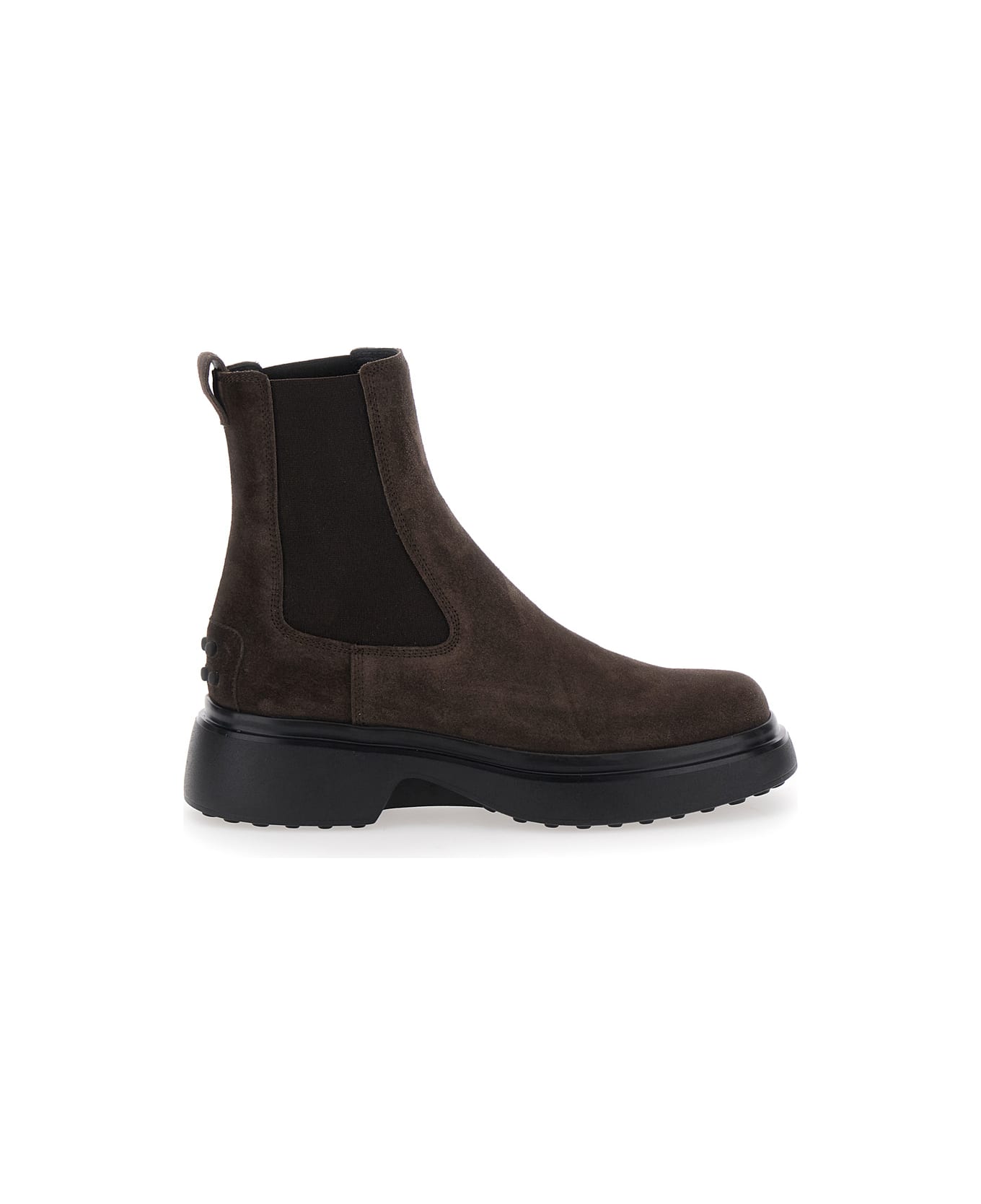 Tod
s Bronw Ankle Boots With Elastic Details On The Side And Chunky Sole In Suede Woman - Brown