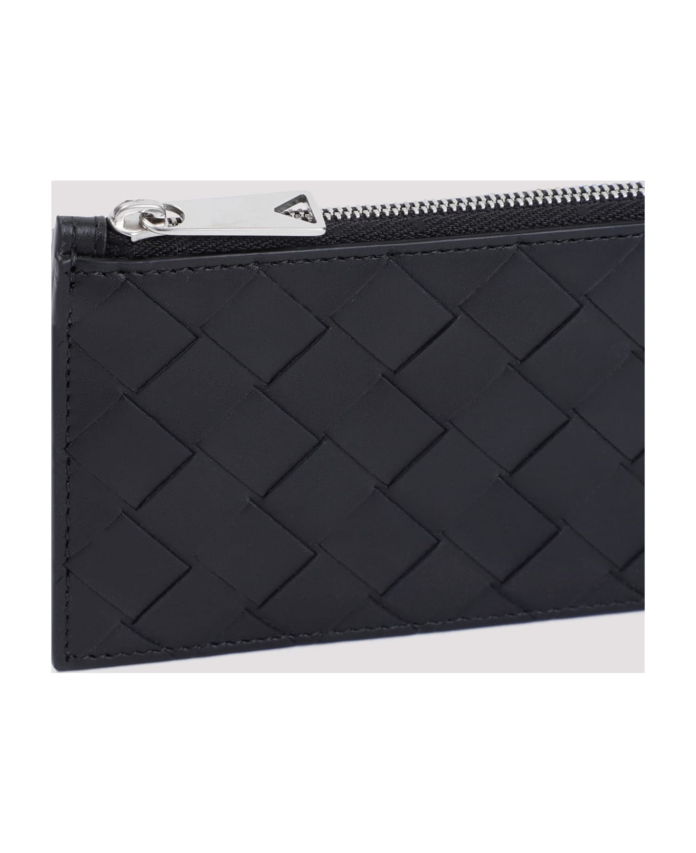 Bottega Veneta Zipped Intreccio 1.5 Cardcase - Black Silver