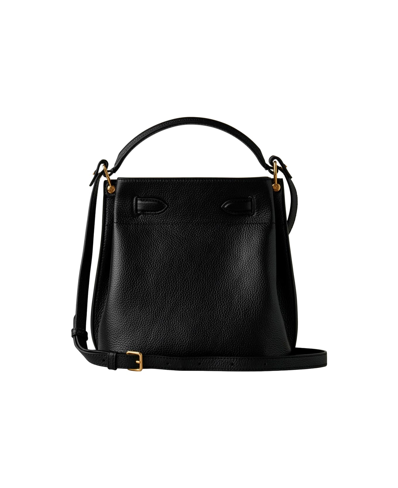 Mulberry 
small Islington
 Black Bucket Bag With Twist Lock Closure In Hammered Leather Woman - Black