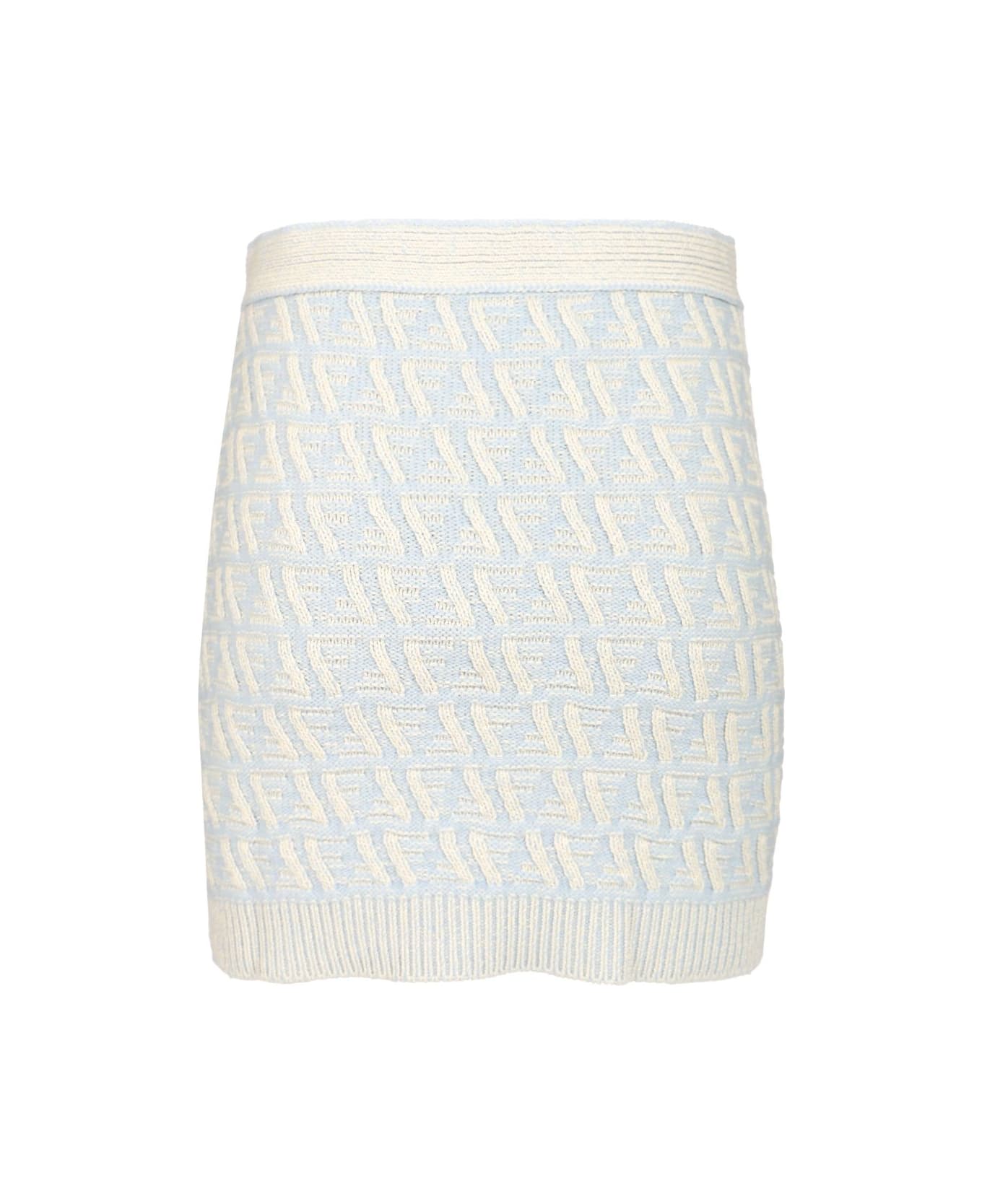Fendi Wool And Cashmere Mini Skirt - Light blue