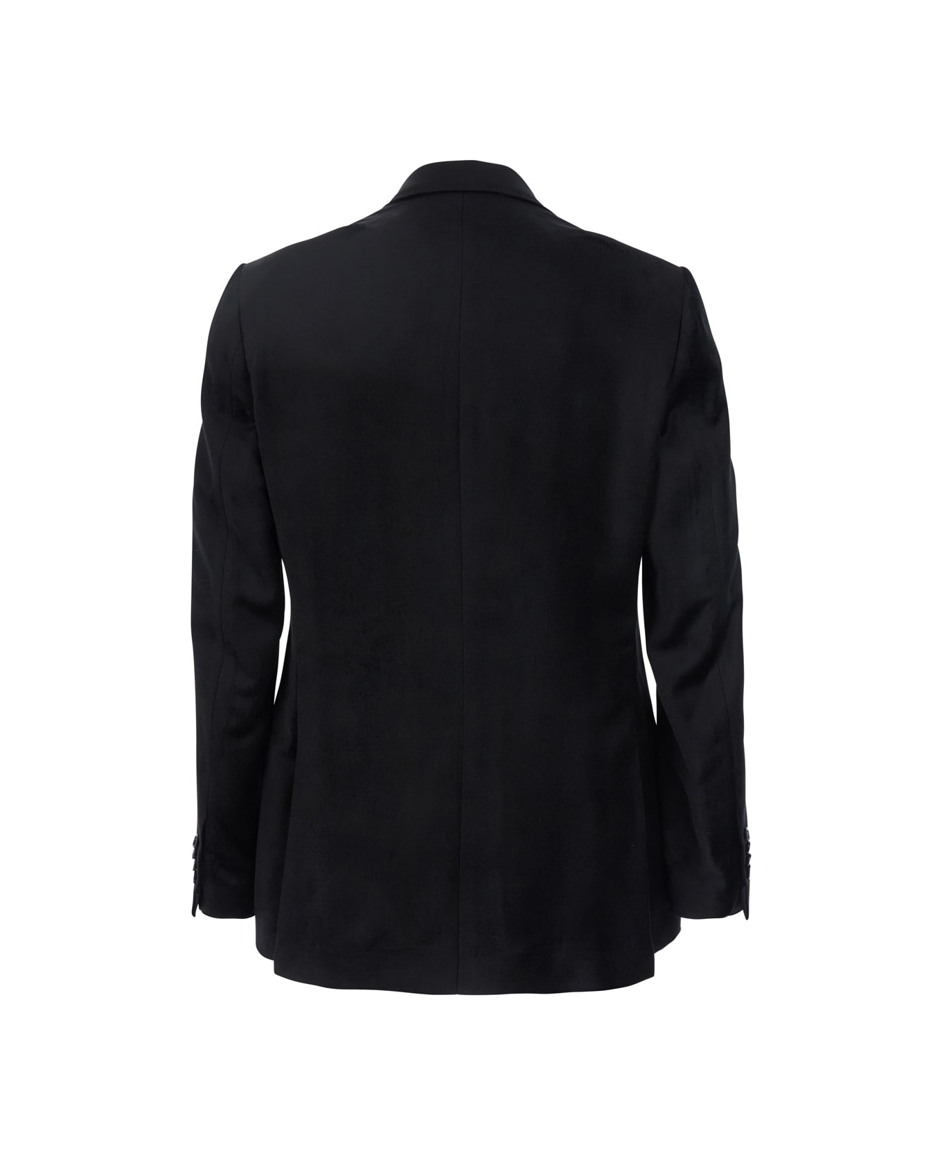 Lardini Black Single Breasted Jacket Witg Pointed Lapels In Velvet Man - Black