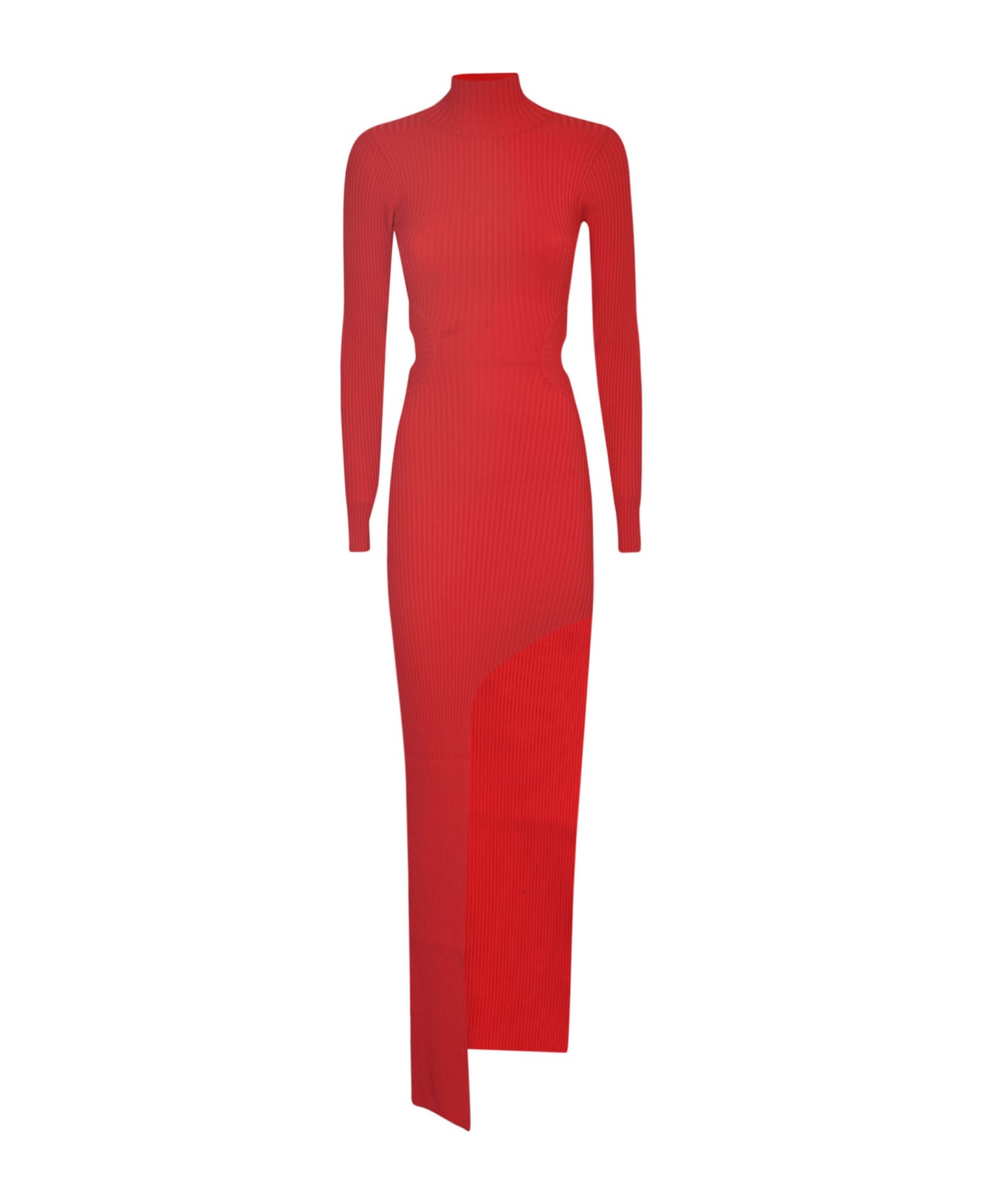 David Koma Ribbed Asymmetric Dress - Red