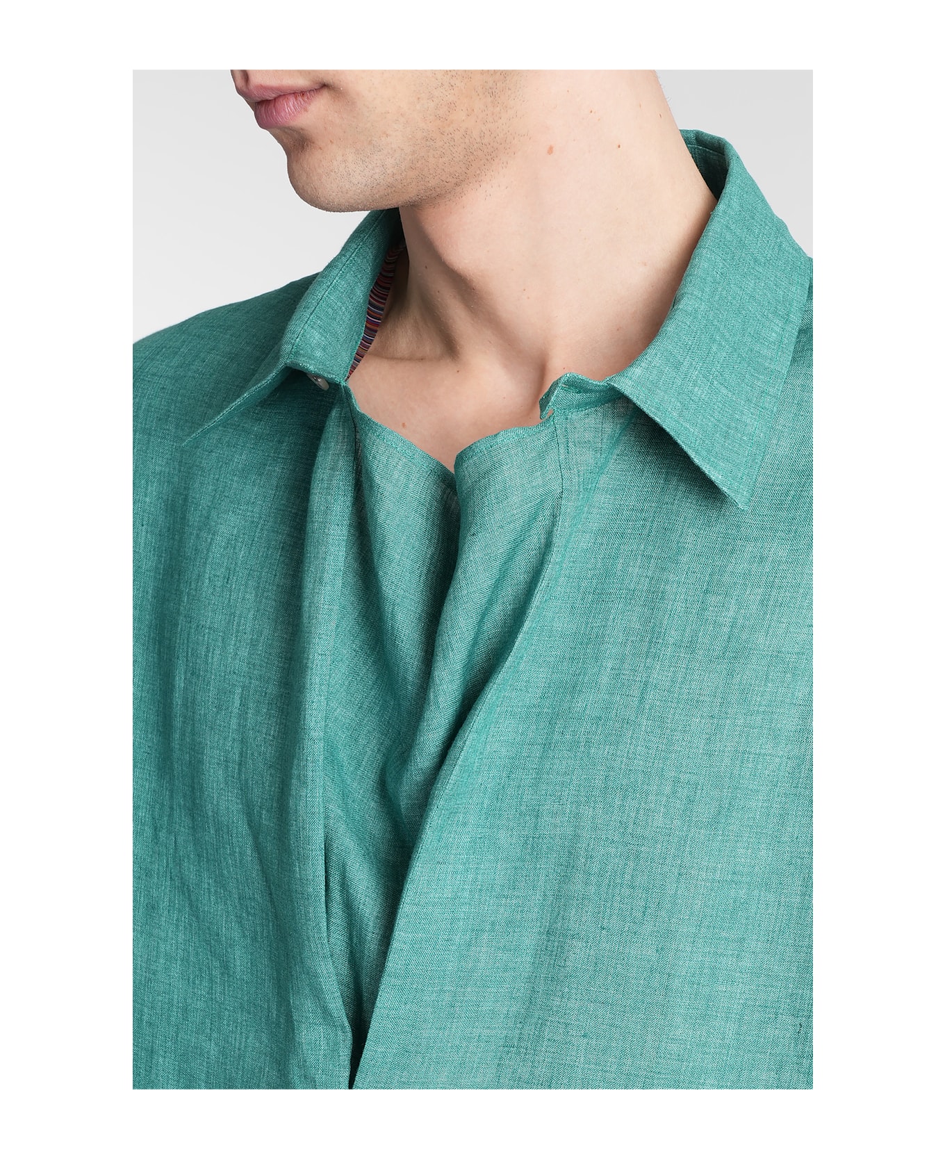 Paul Smith Shirt In Green Linen - green