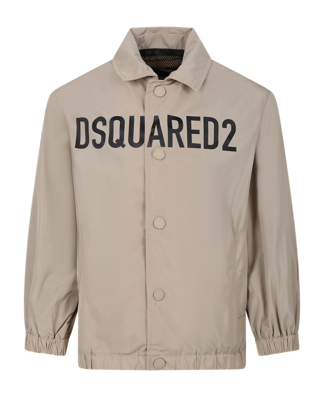 Dsquared2 Beige Jacket For Boy With Logo - Beige コート＆ジャケット
