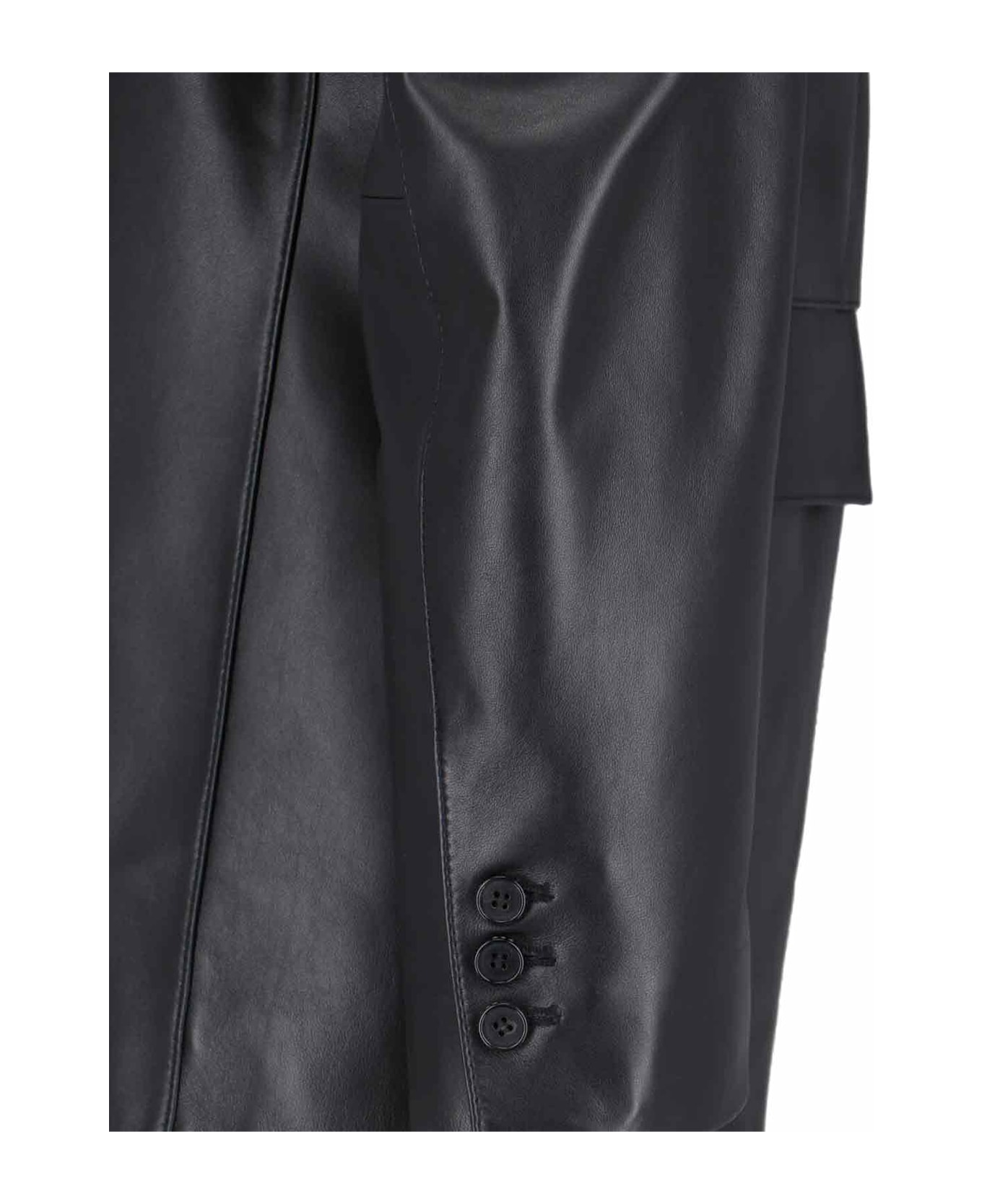 Tonywack Single-breasted Leather Jacket - Black  