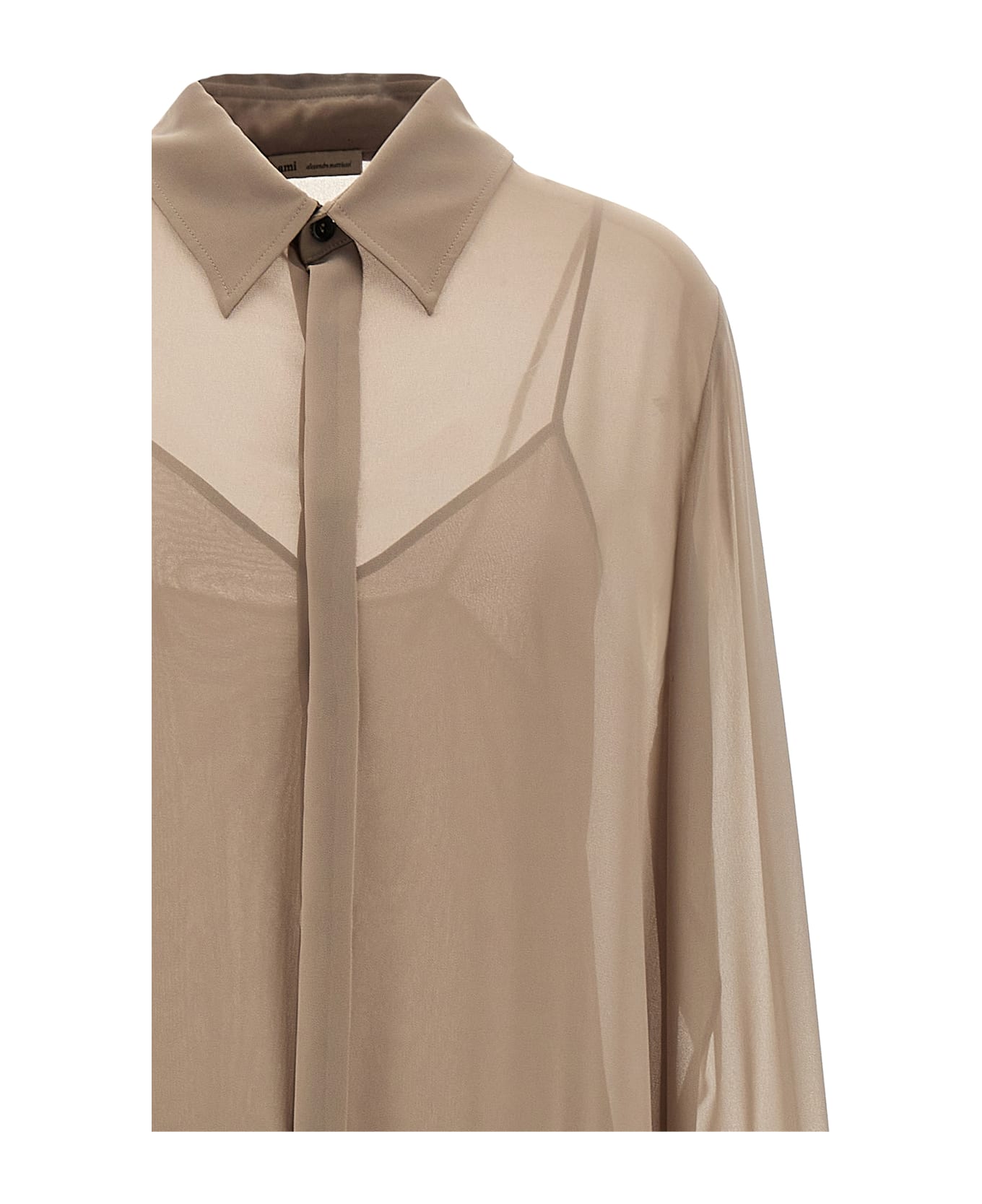 Ami Alexandre Mattiussi 
pleated Midi
 Dress - Beige