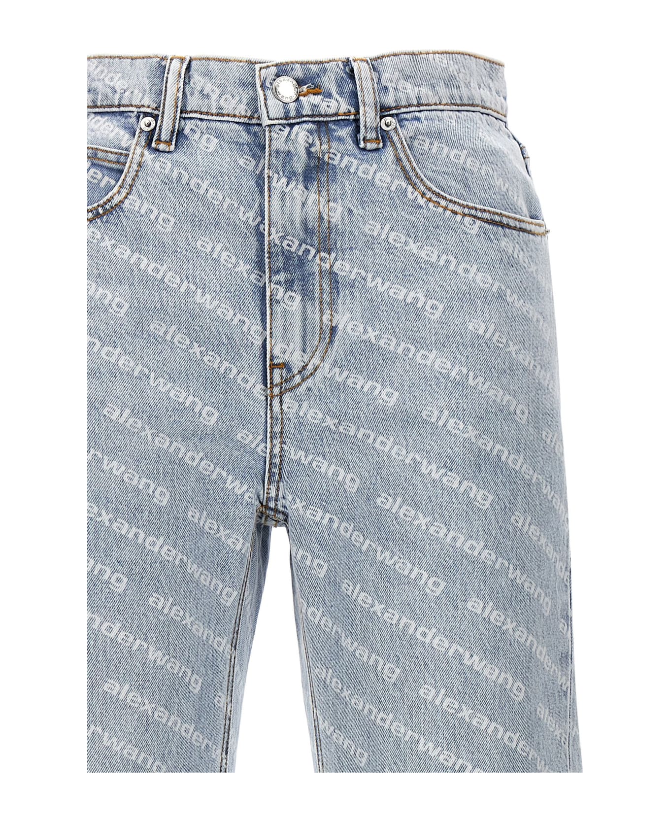 Alexander Wang 'st Pebble Bleach Logo Print' Jeans - Light Blue デニム