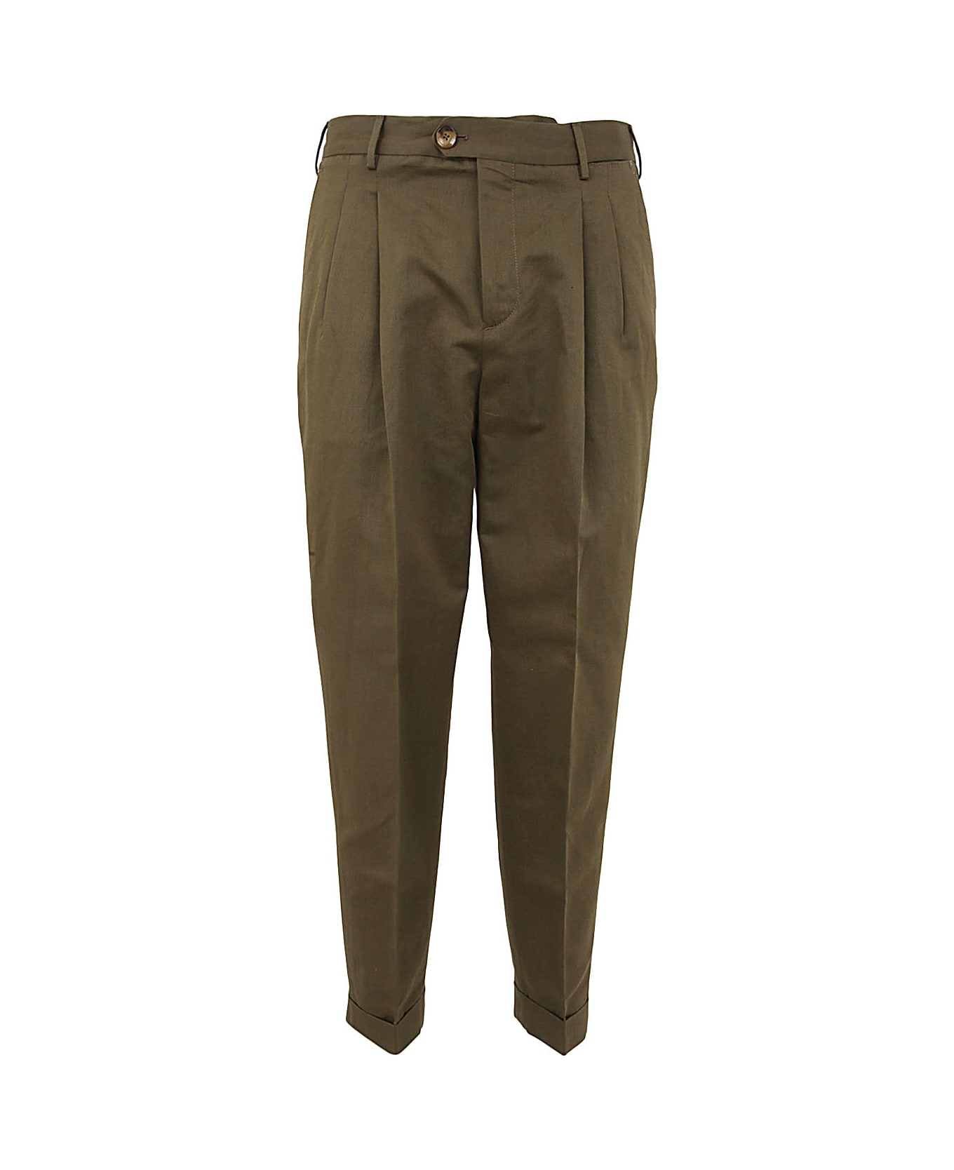 PT Torino Man Reporter Trousers With Double Pences - Military