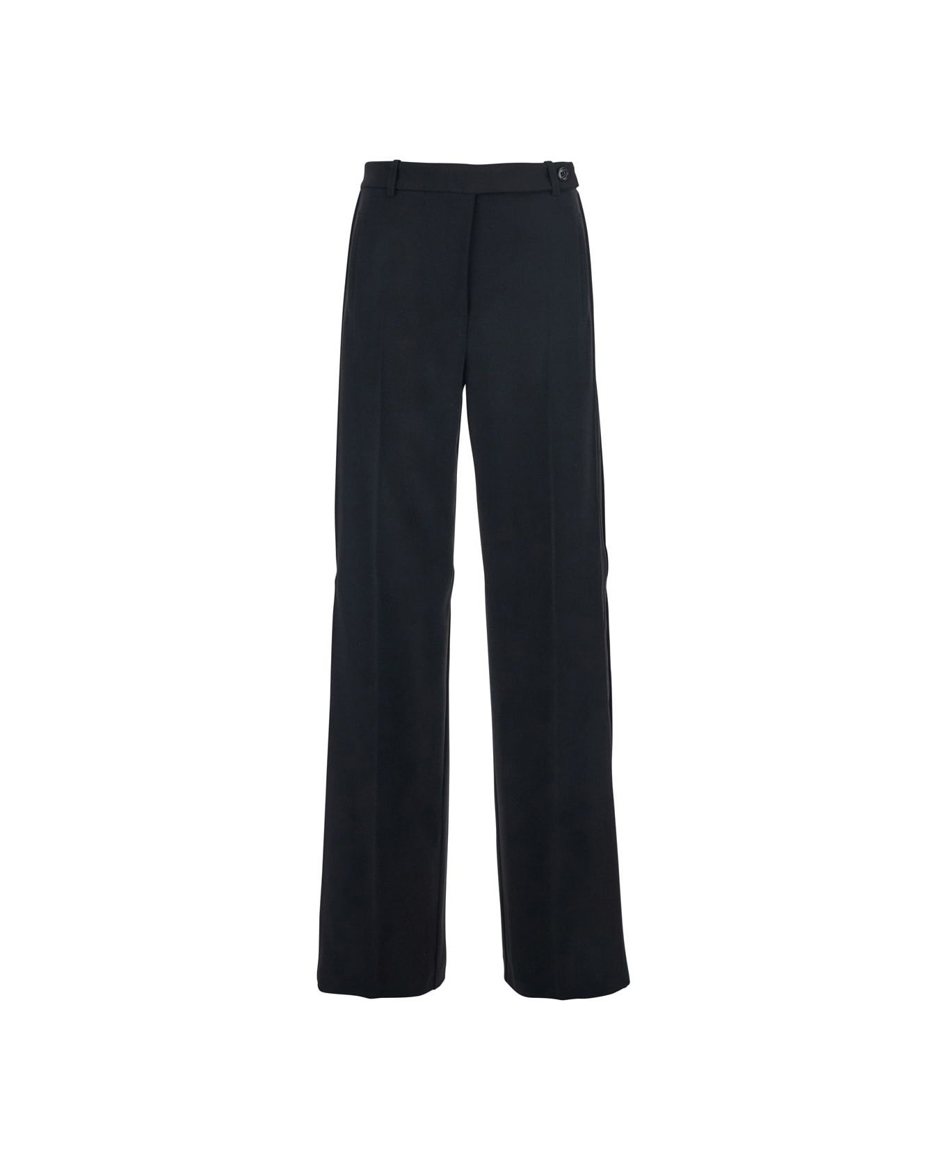 Pinko Black Pants With Pleated Details And Belt Loops In Tech Fabric Stretch Woman - Black